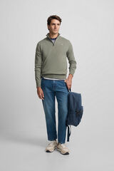Silbon Plain half-zip jumper Kaki