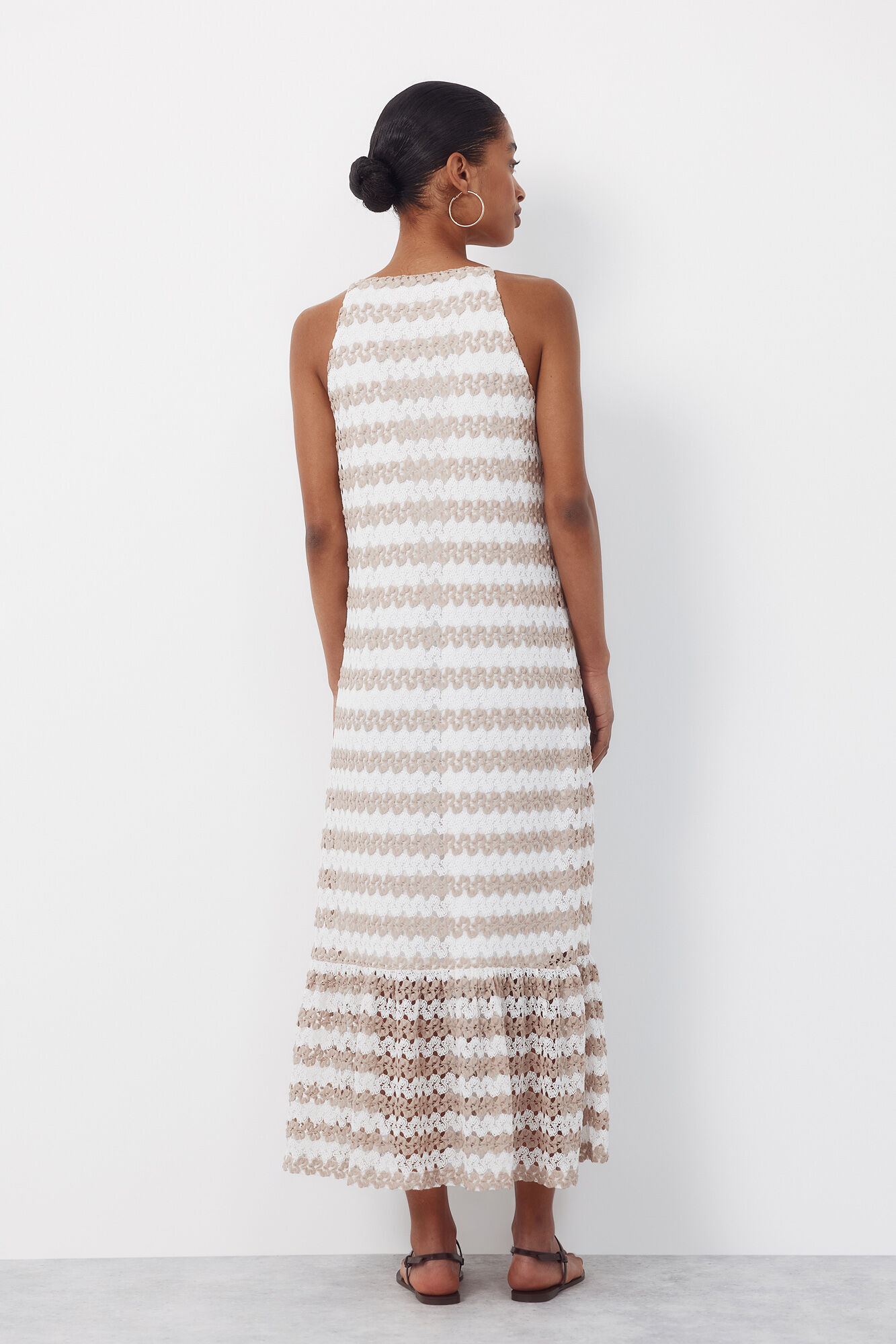Cortefiel Structured halterneck dress Beige