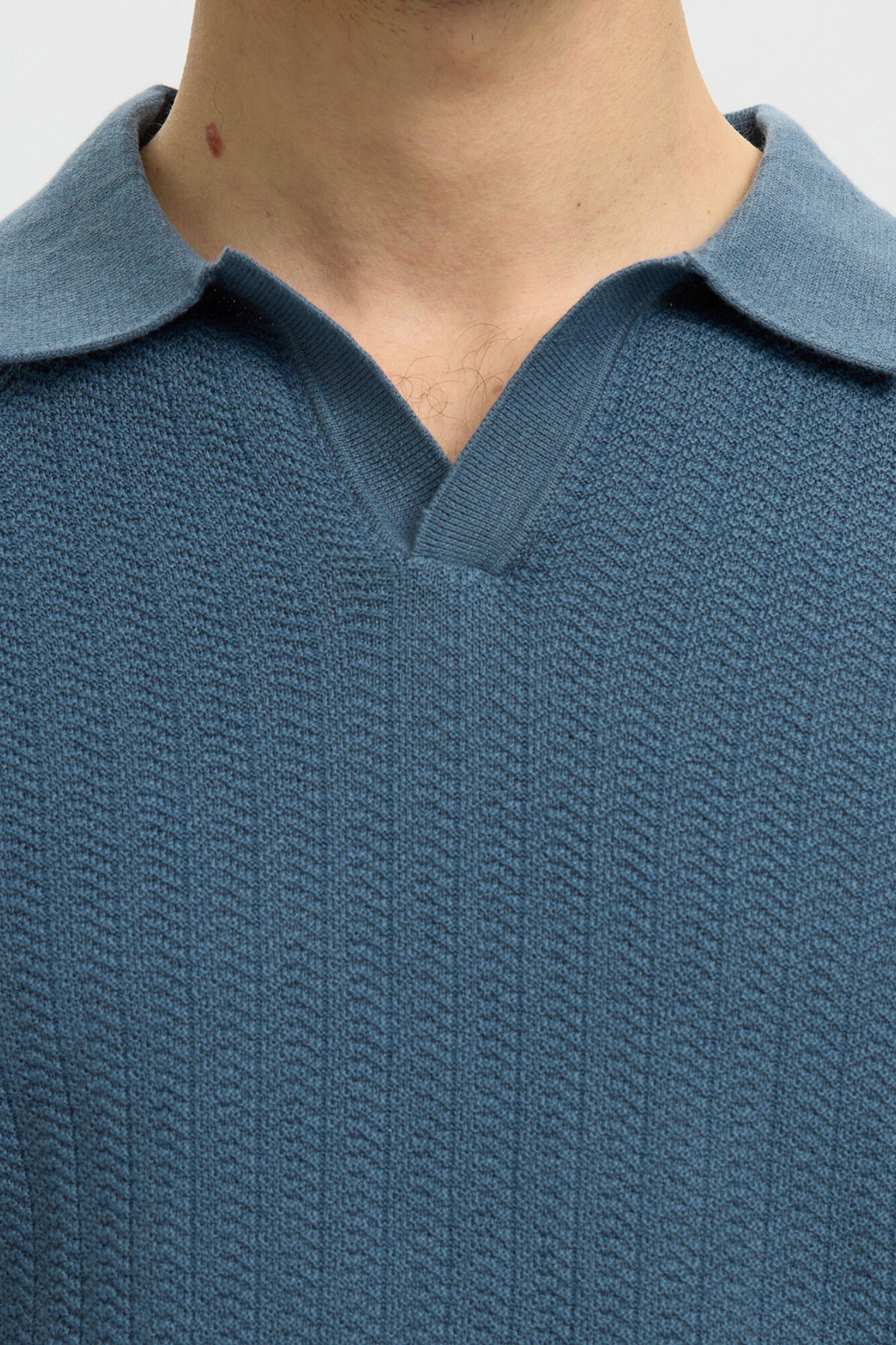 Selected Open-neck knit polo shirt