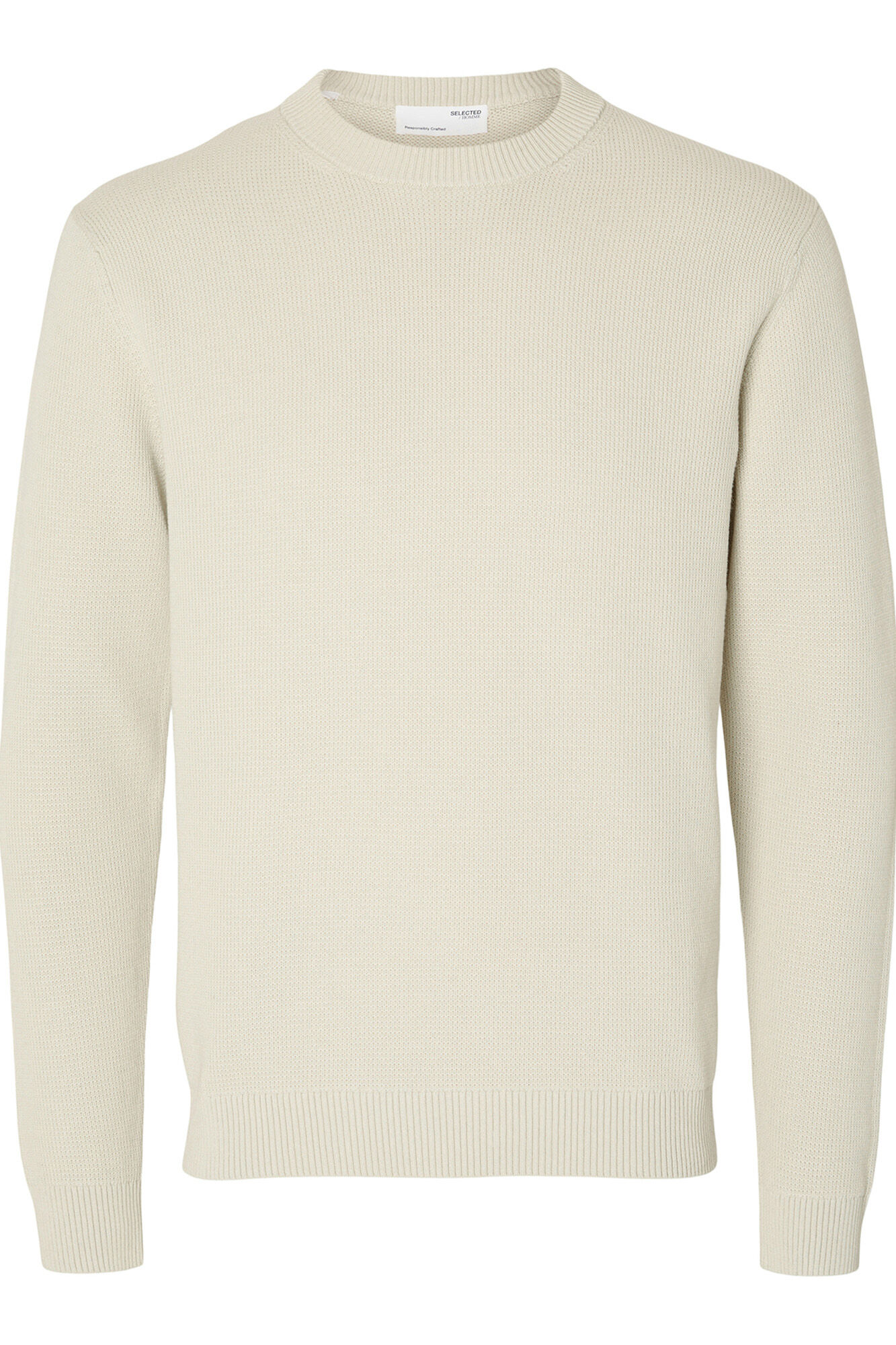Selected 100% organic cotton knit structure jumper Beige
