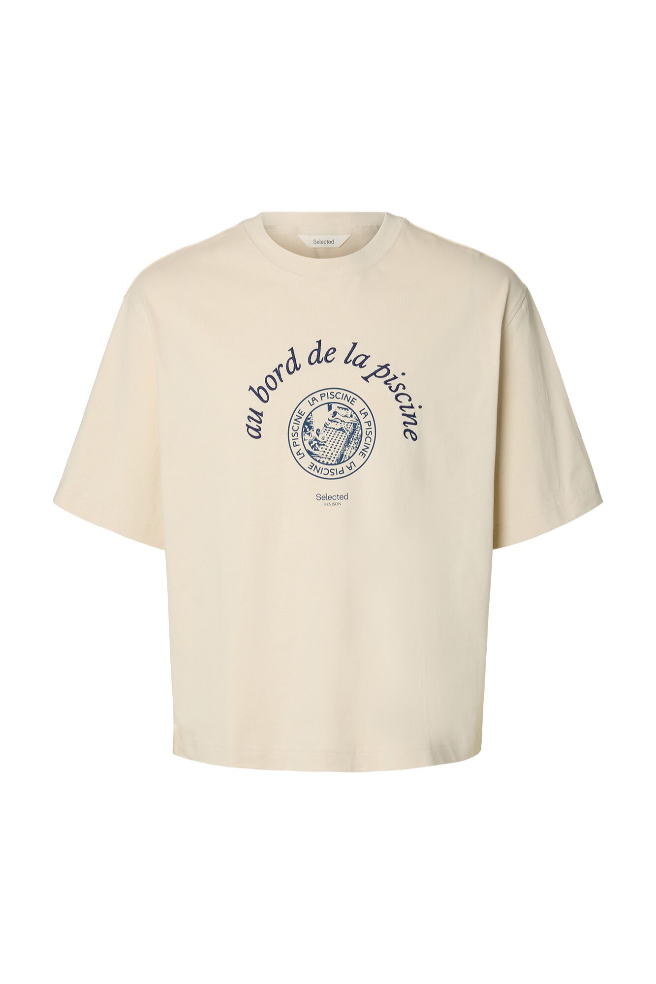 Selected Printed short sleeve T-shirt Beige