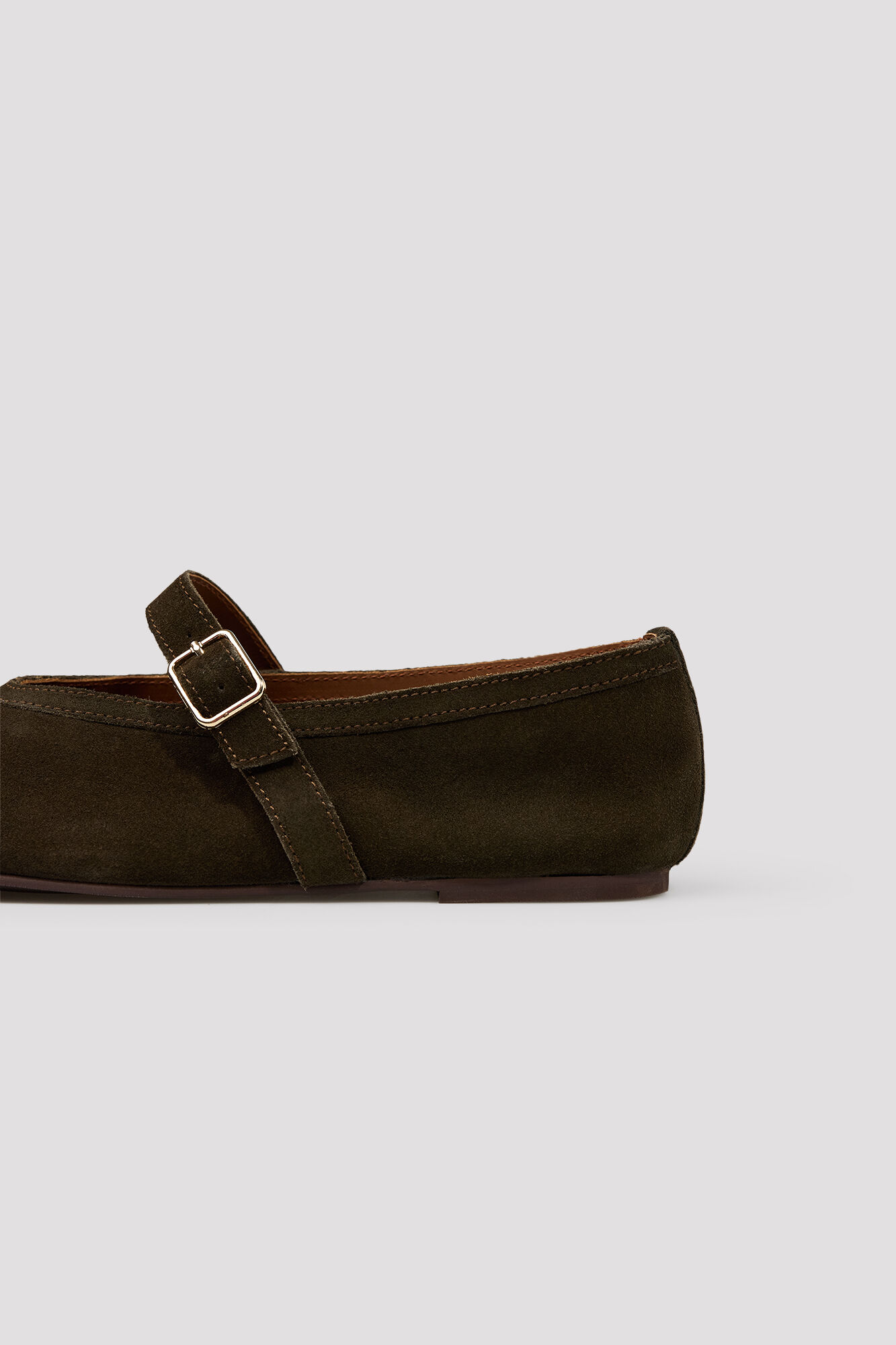 Cortefiel Flat strap ballet flats Dark brown