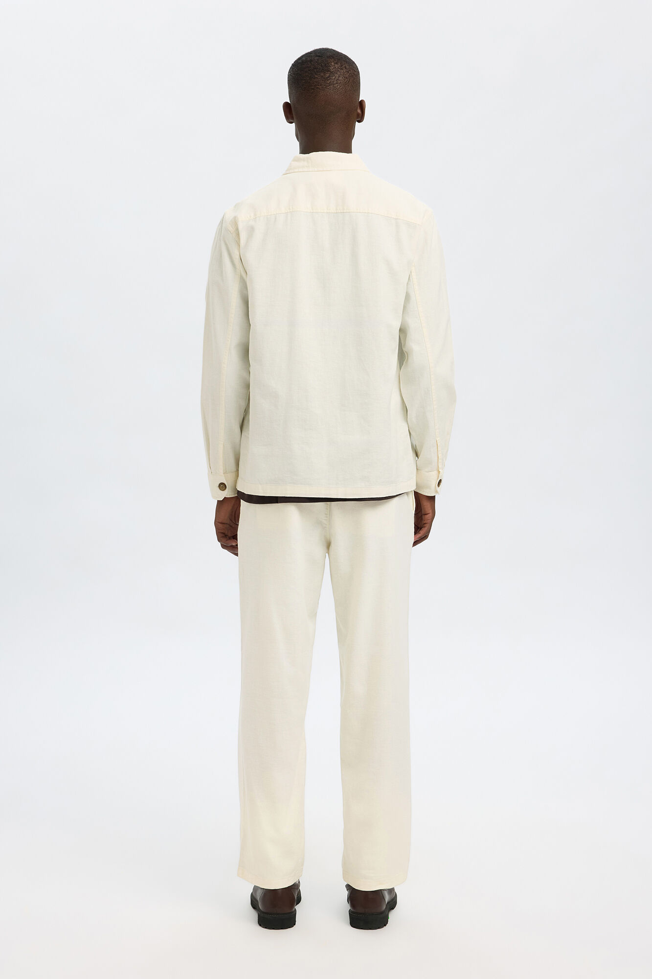 Selected linen overshirt White