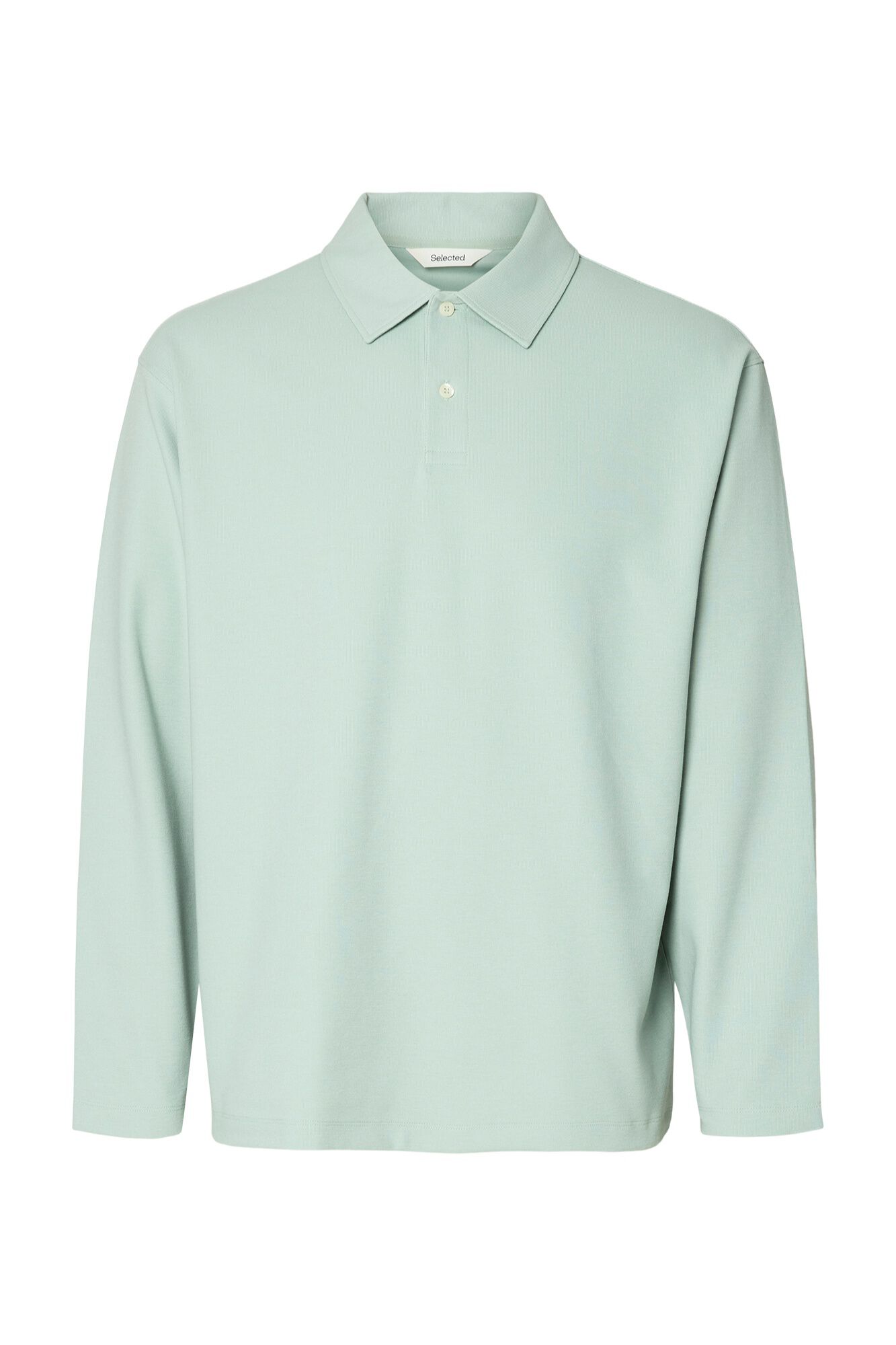 Selected Long sleeve relaxed fit polo shirt Kaki