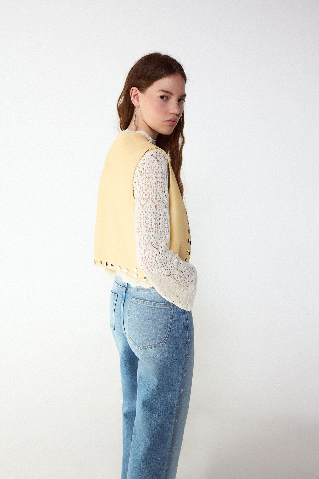 Slowlove Gilet with studs Yellow