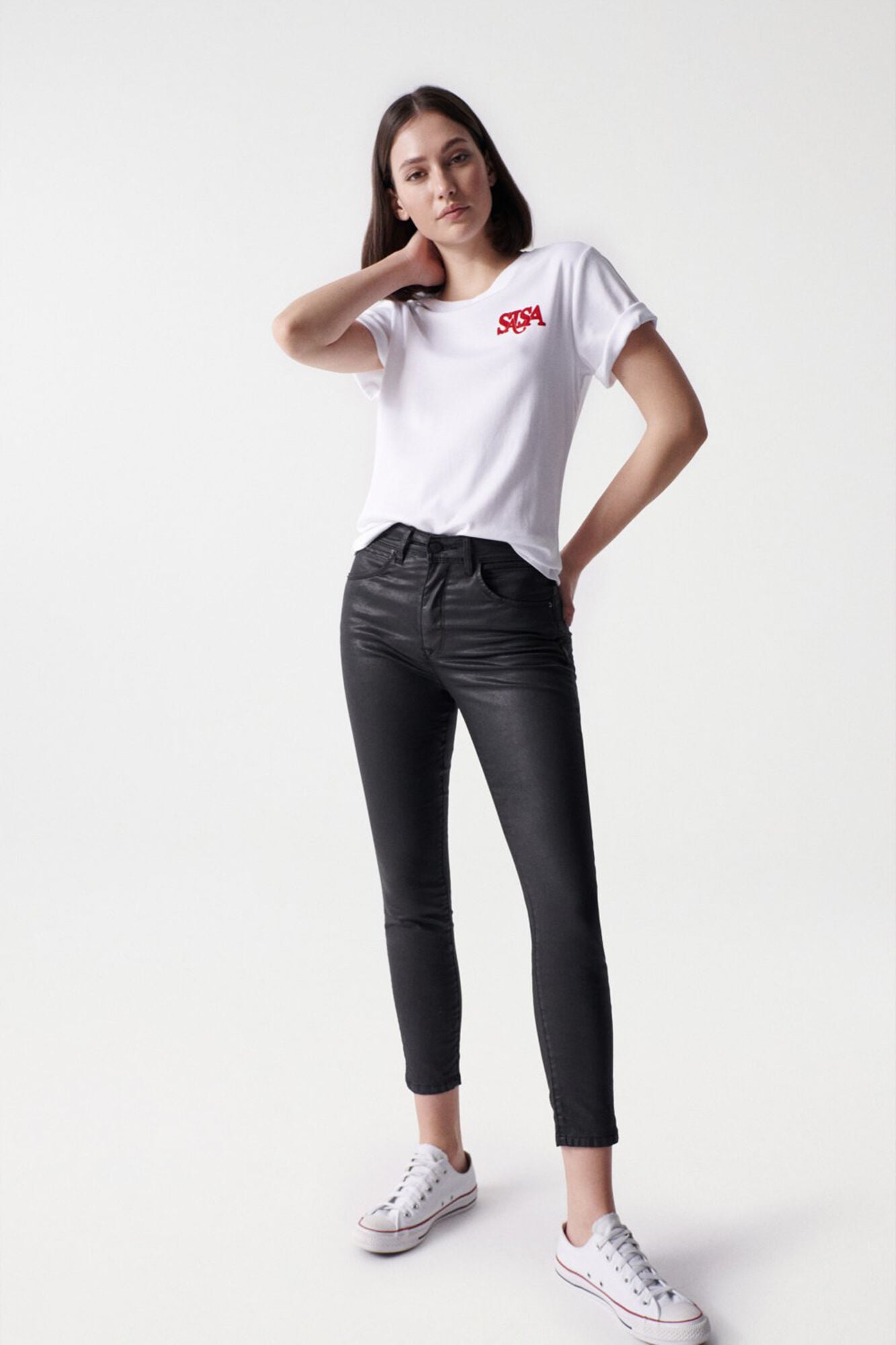 Salsa Jeans Faith cropped push-in jeans with a coating effect