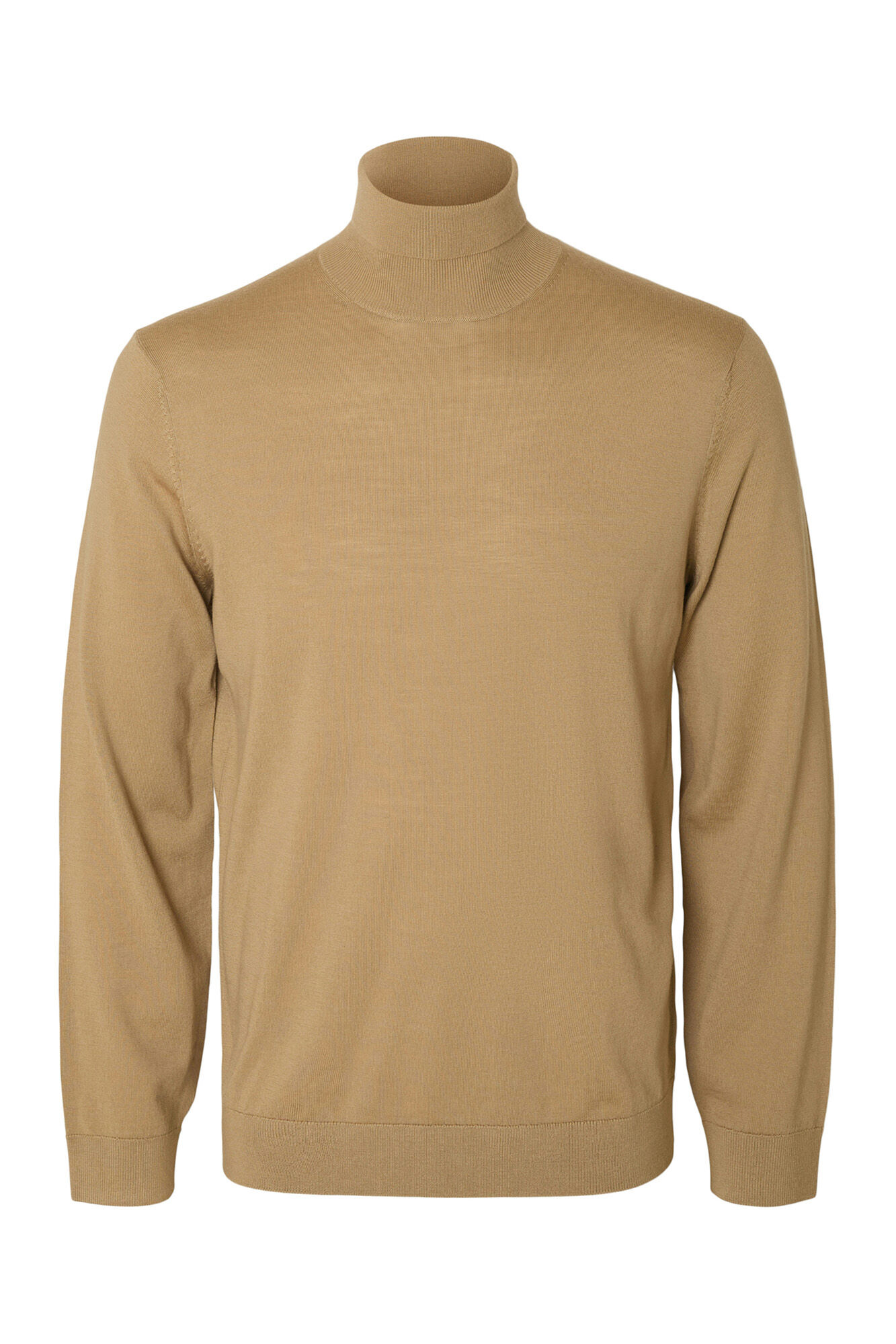 Selected Camisola de gola alta 100% l&atilde; merino Castanho