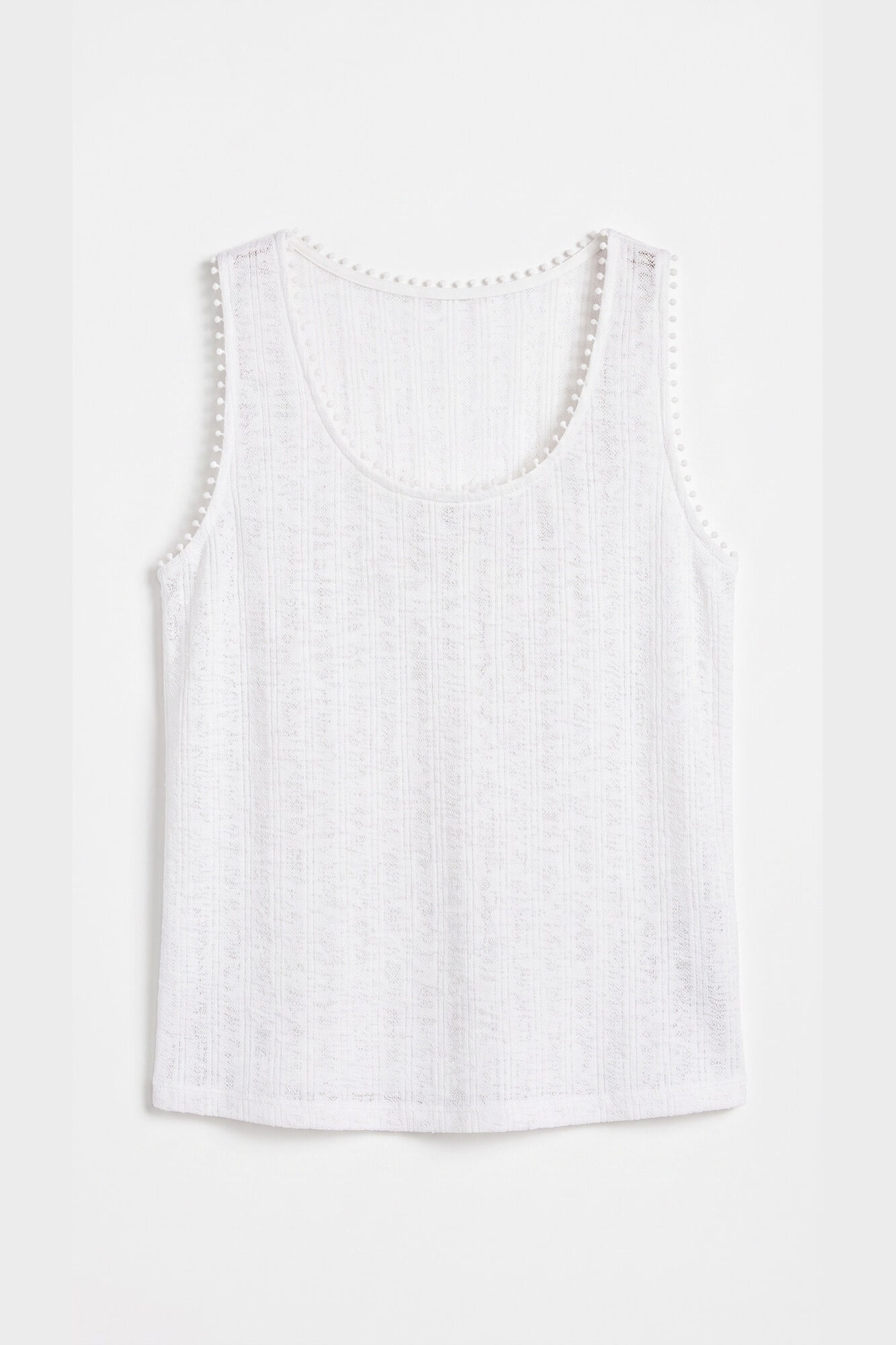 Cortefiel Top de al&ccedil;as com renda Branco