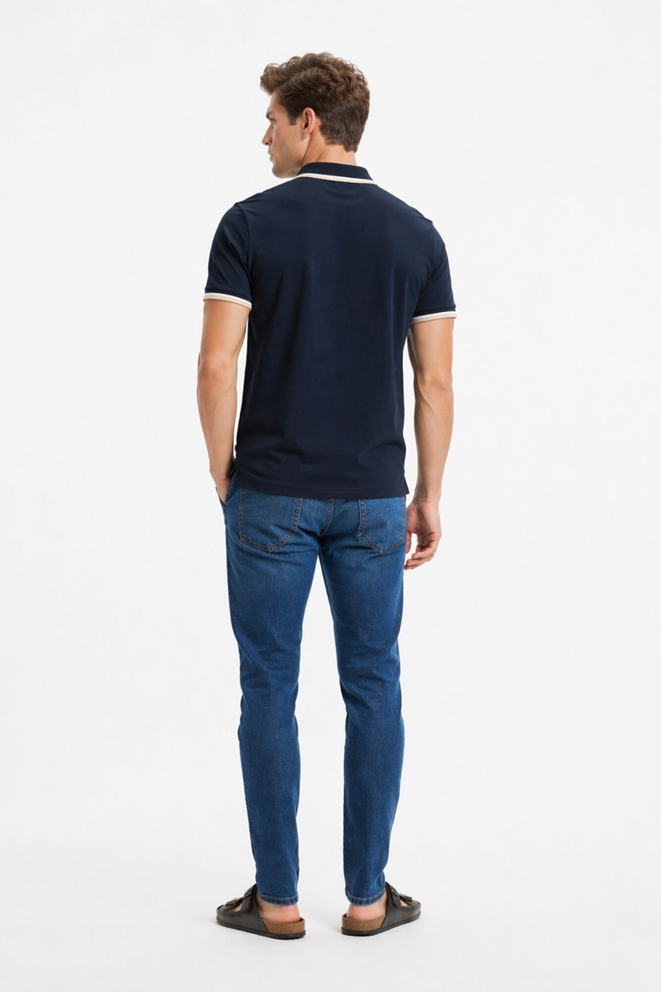 Selected Piqu&eacute; short sleeve polo shirt Blue