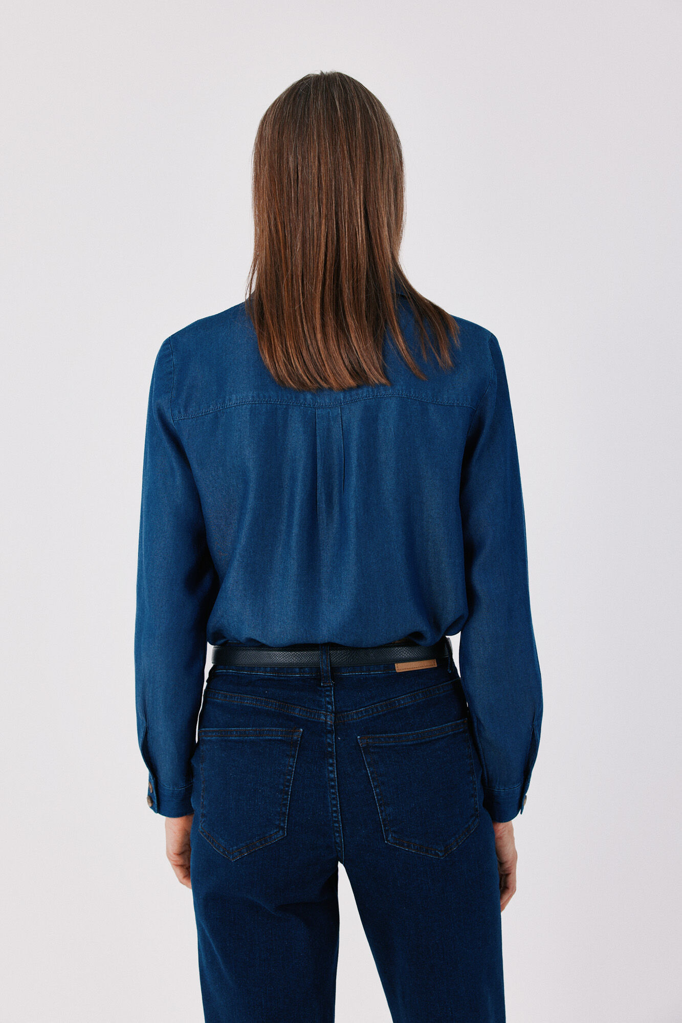 Cortefiel Tencel denim shirt Blue