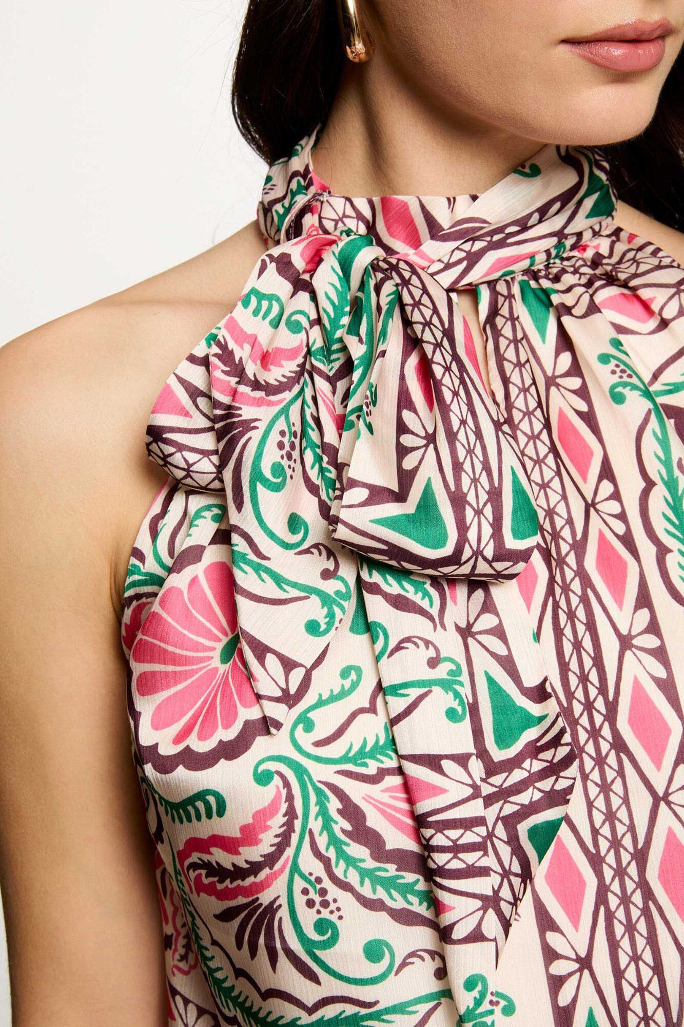 Morgan Blusa acetinada com gola alta Multicolorido