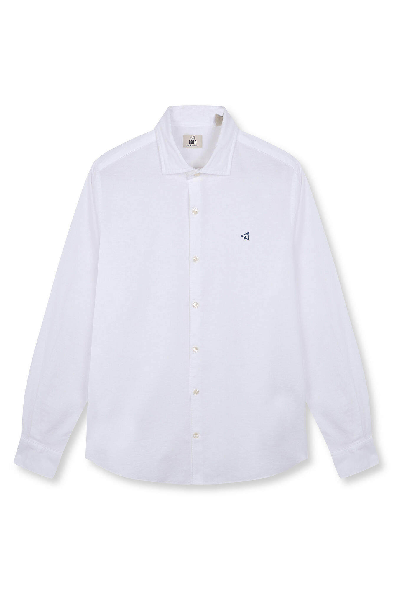 OOTO Camisa manga comprida em algod&atilde;o e linho Branco