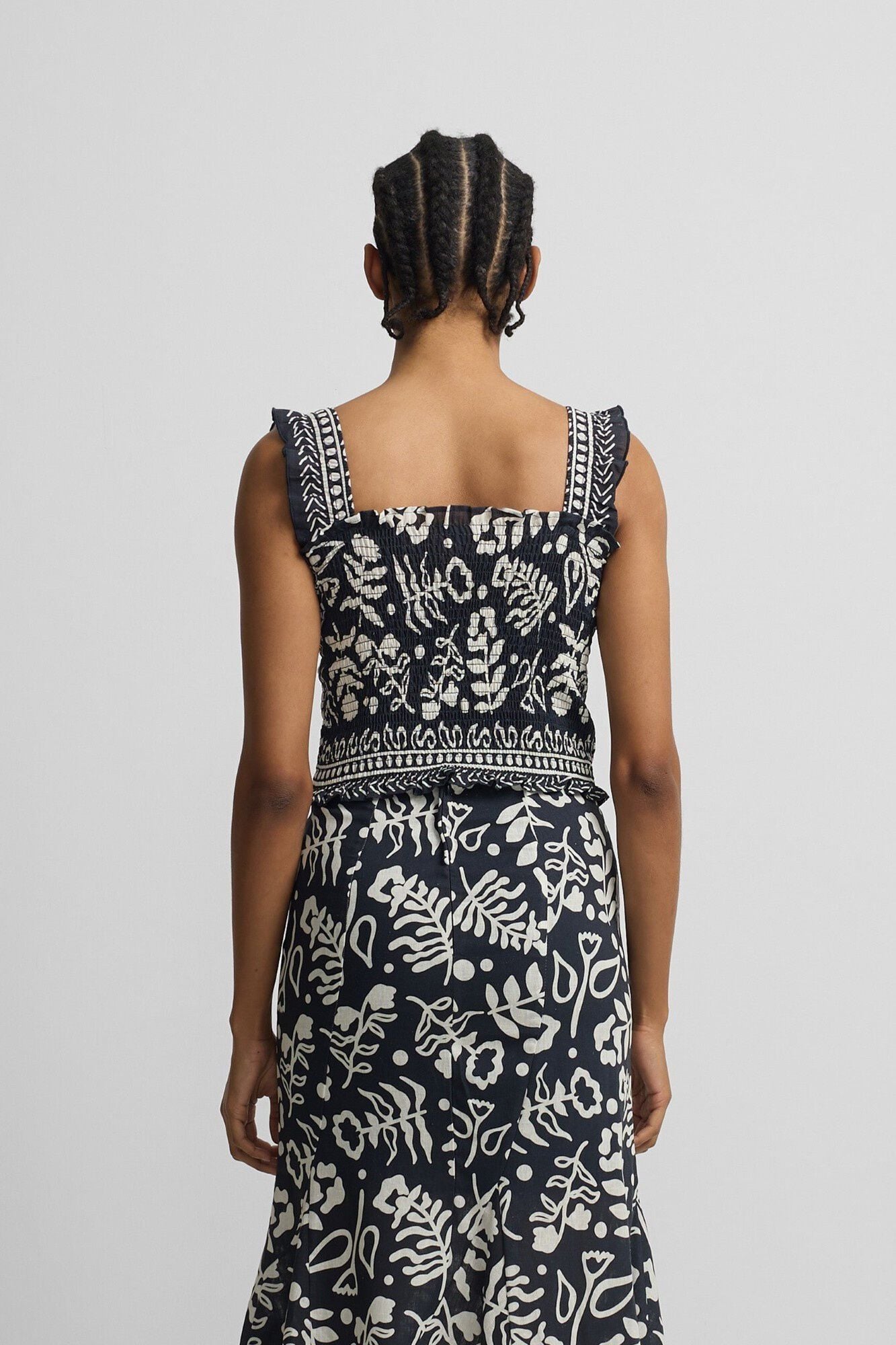 Silbon Printed fluid ruffle skirt Printed blue