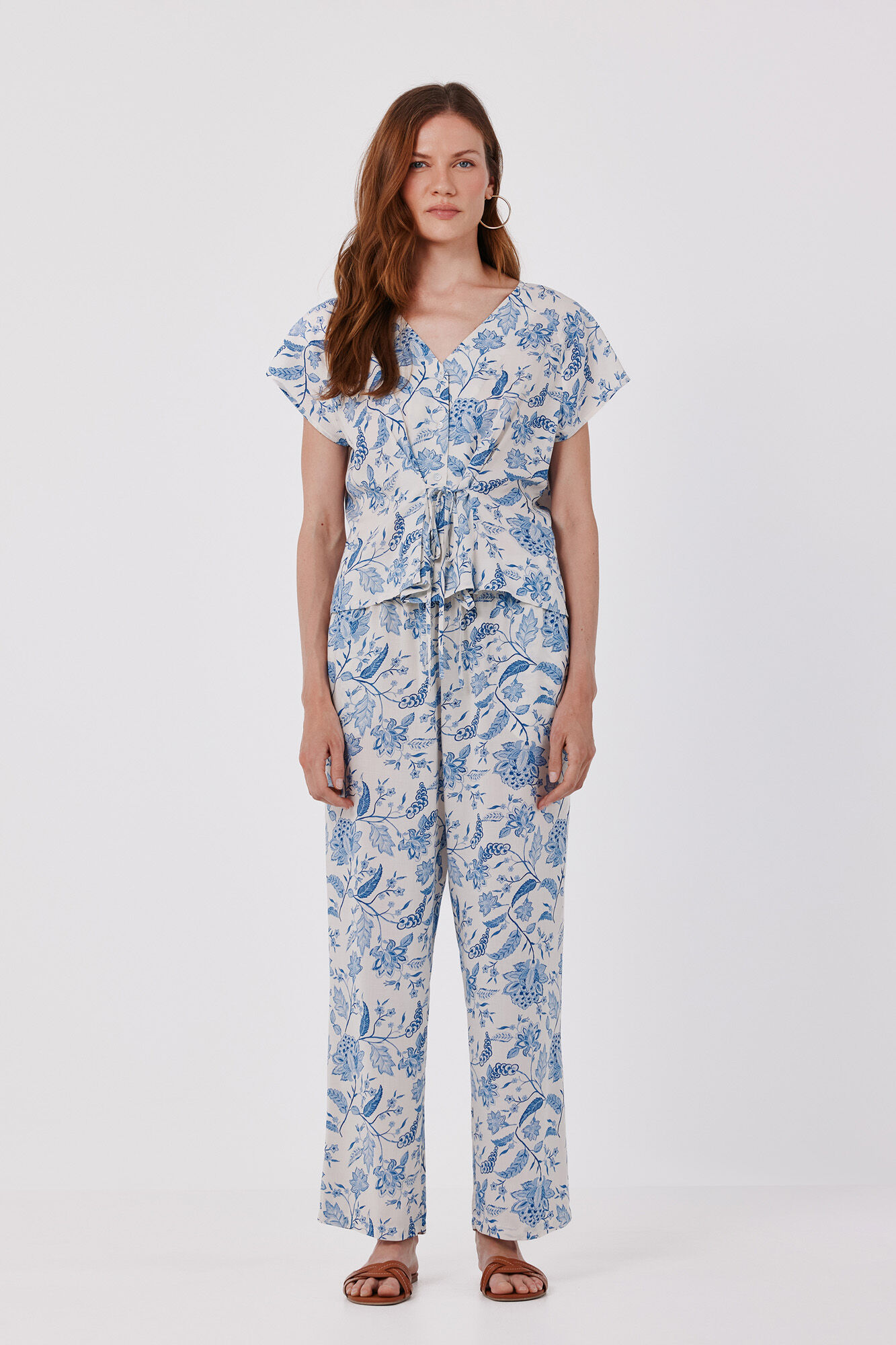 Cortefiel Printed fluid trousers