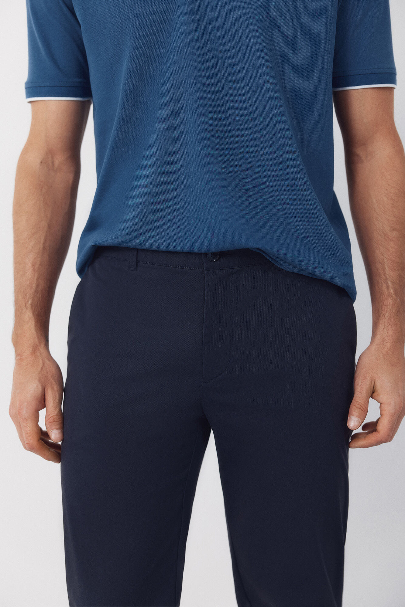 Cortefiel Lightweight slim technical chinos Navy