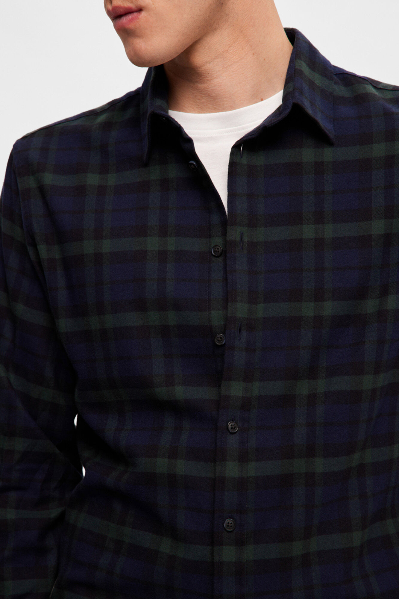 Selected Slim fit long sleeve shirt . Navy