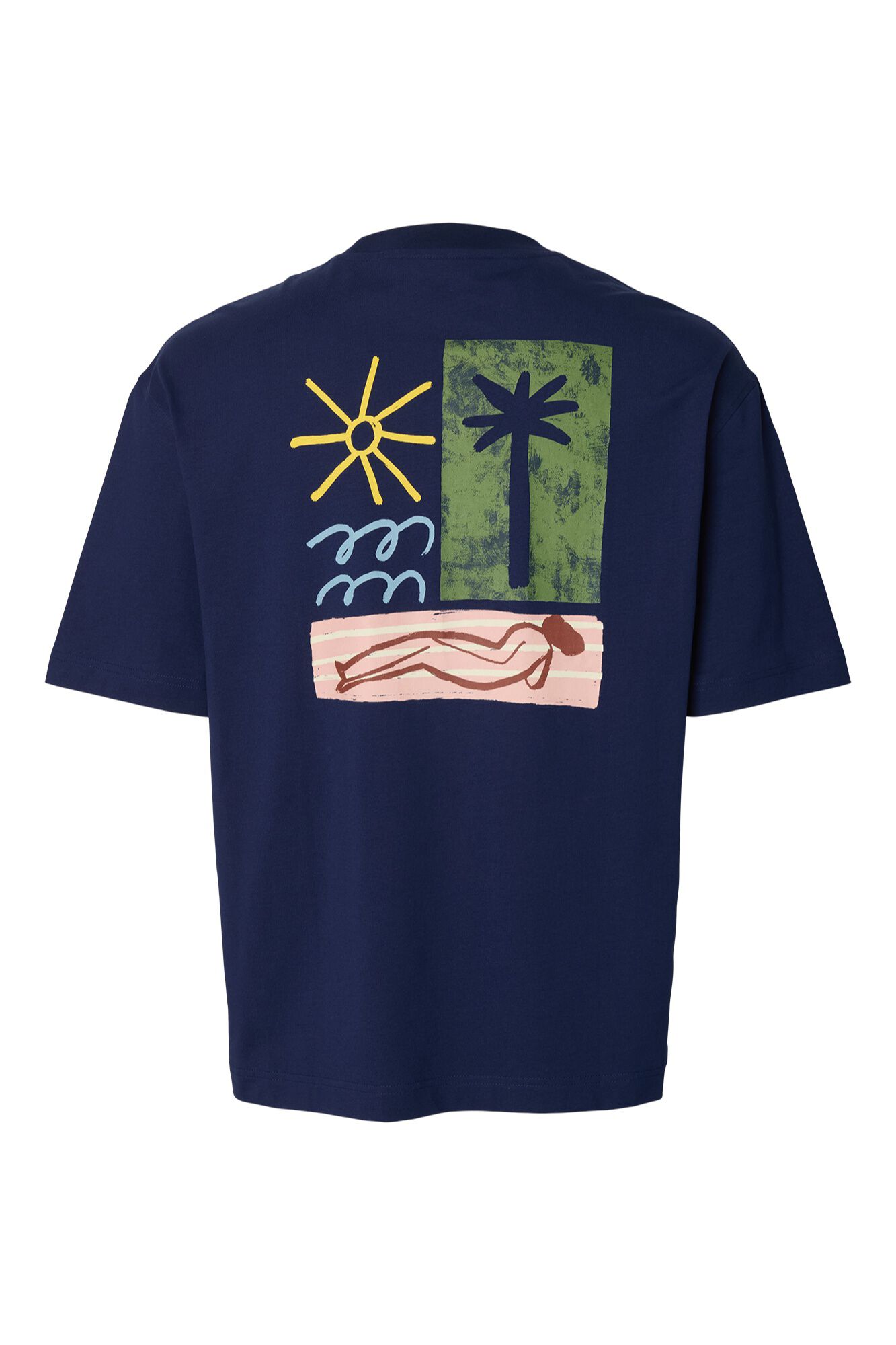 Selected T-shirt de manga curta relaxed Azul
