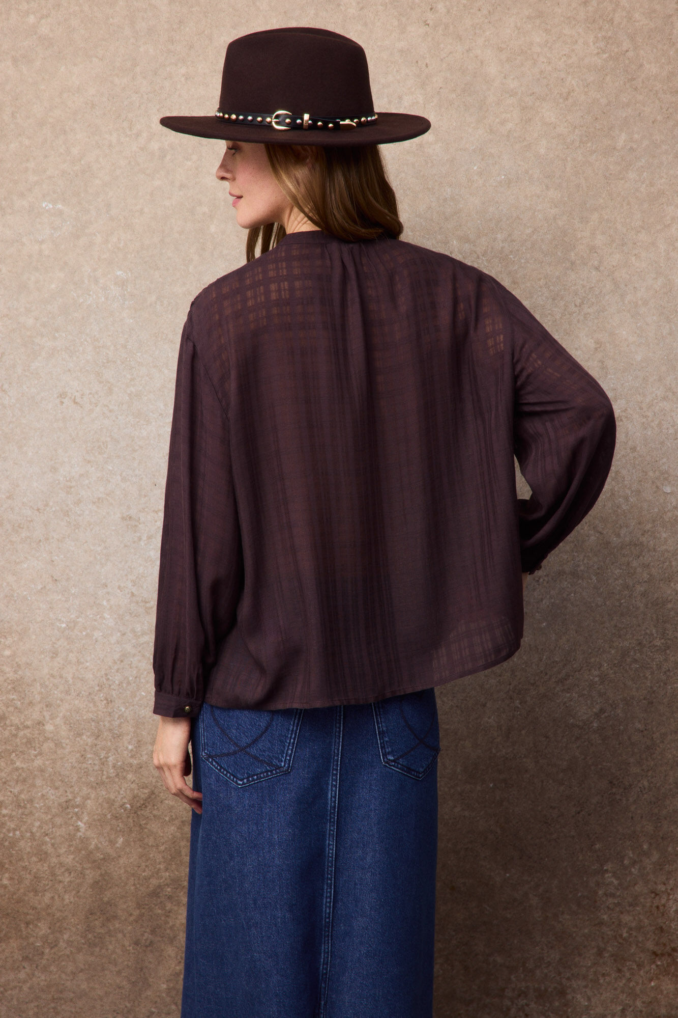 Slowlove Blusa com franzido e mangas bufantes Castanho