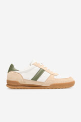 Cortefiel Leather and textile sneaker White