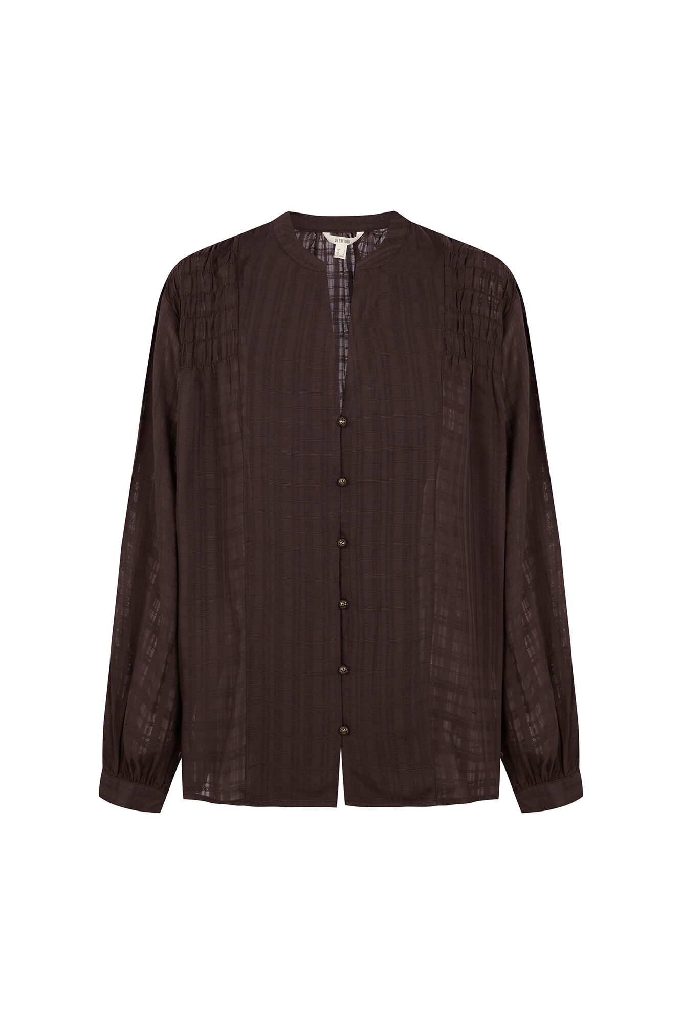 Slowlove Blusa com franzido e mangas bufantes Castanho
