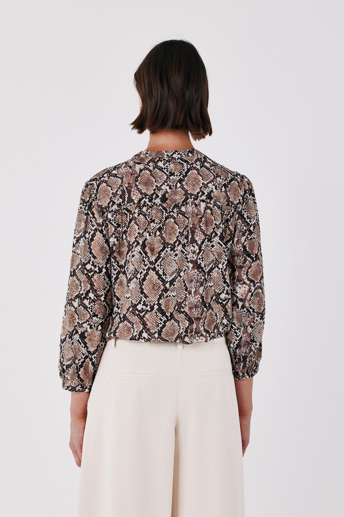 Cortefiel Printed fluid blouse Printed beige