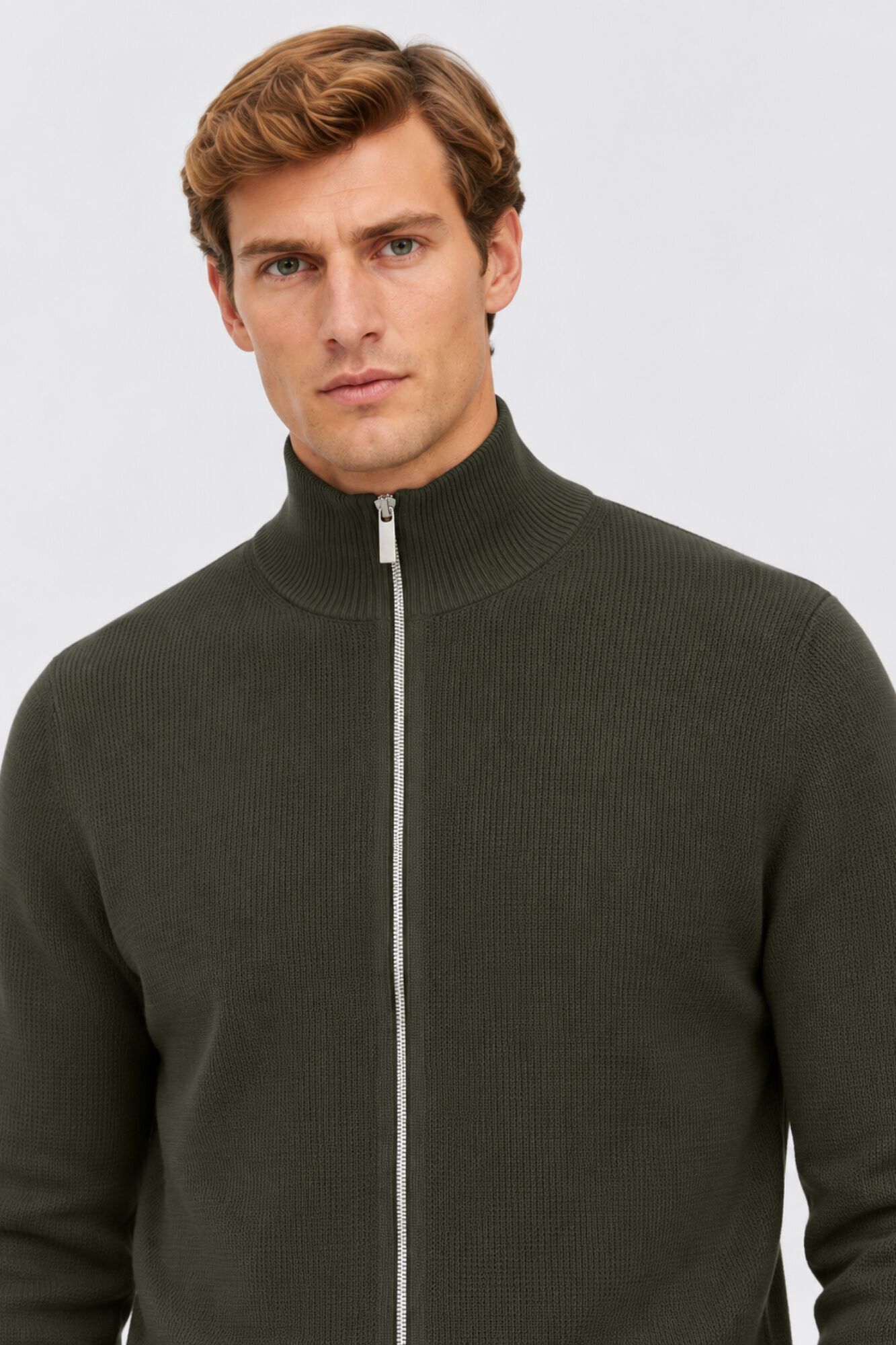 Selected 100% cotton cardigan Green
