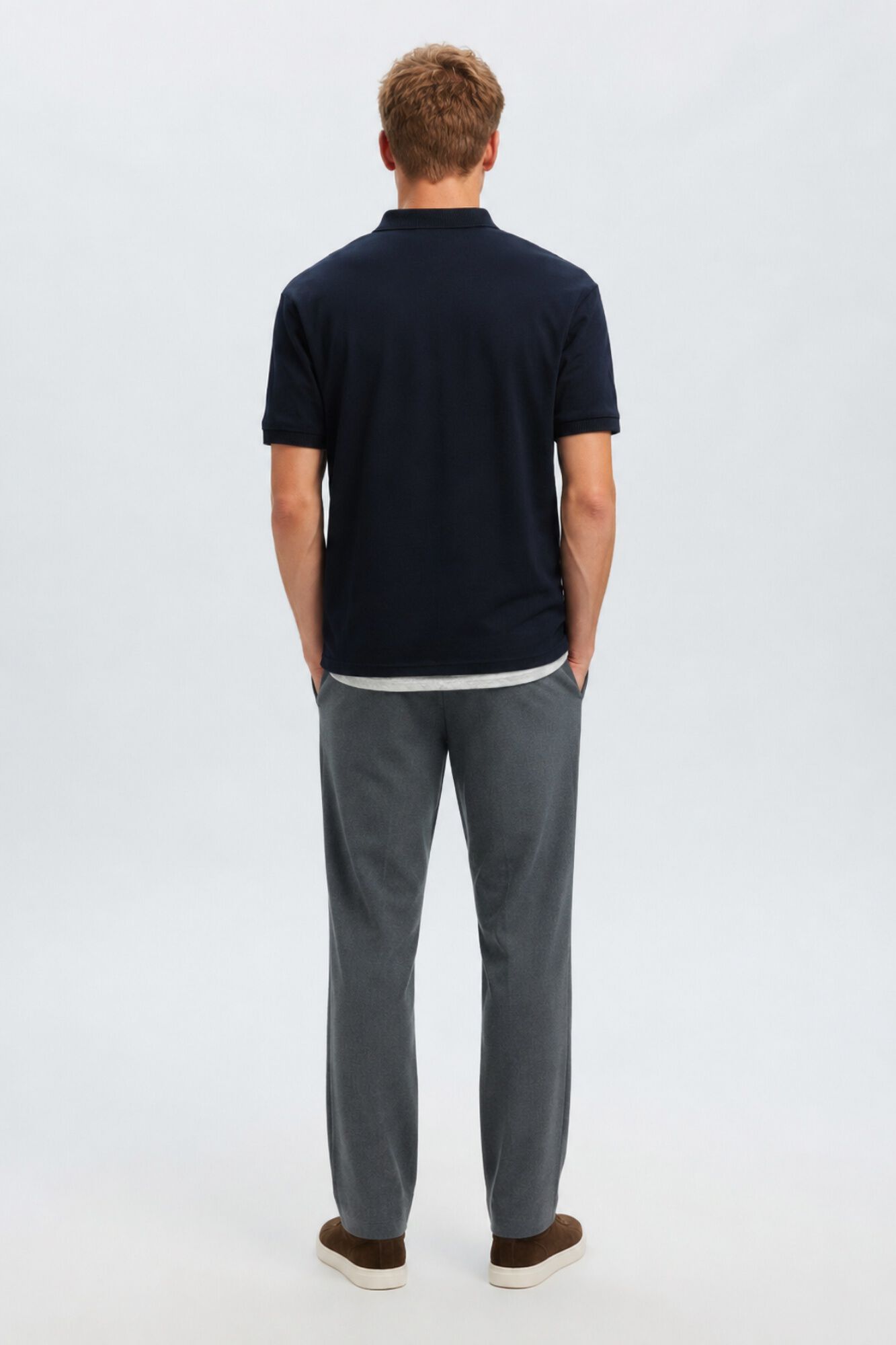 Selected Piqu&eacute; basic polo shirt Navy
