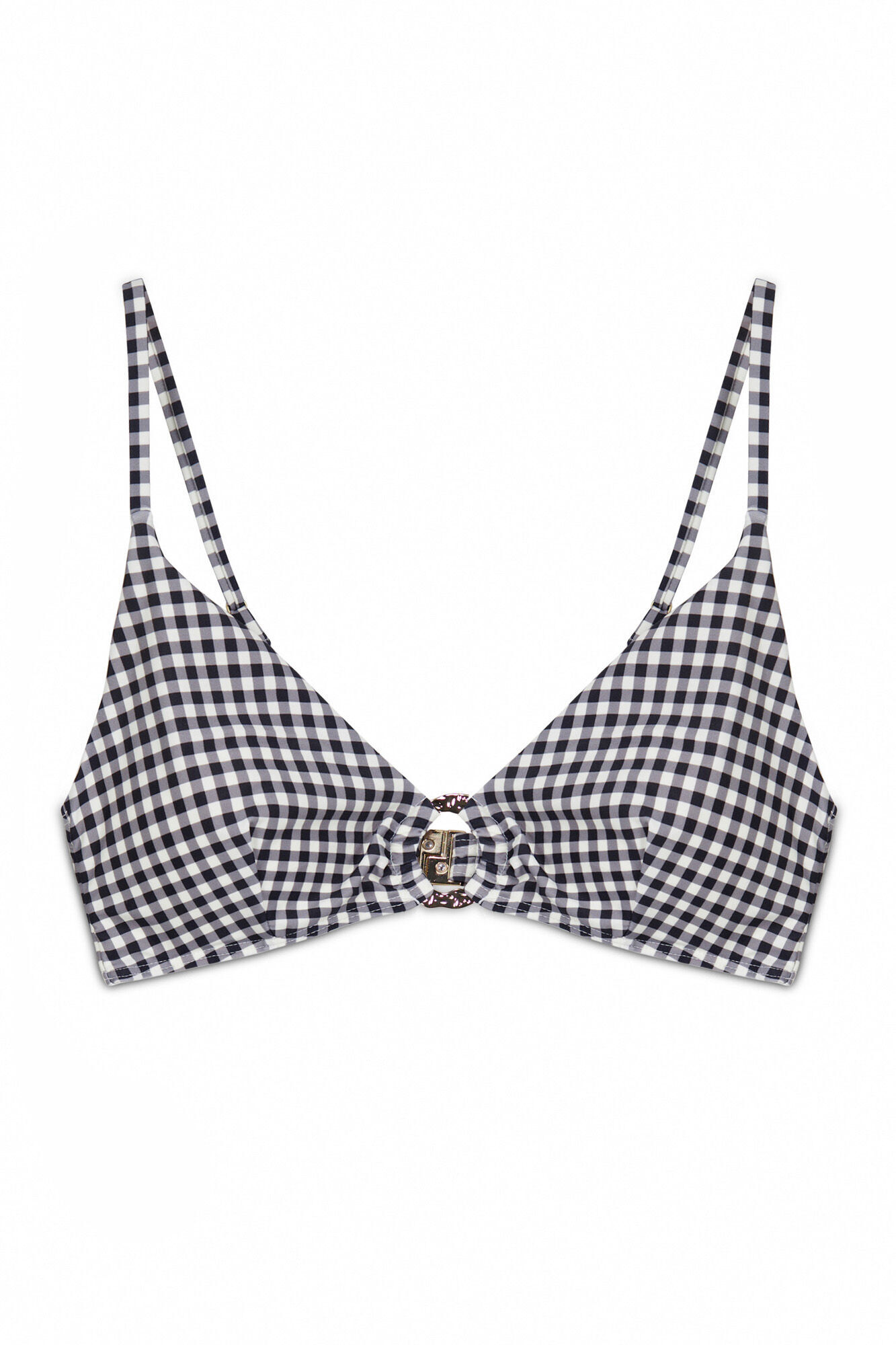 Cortefiel Gold ring bikini top Printed grey