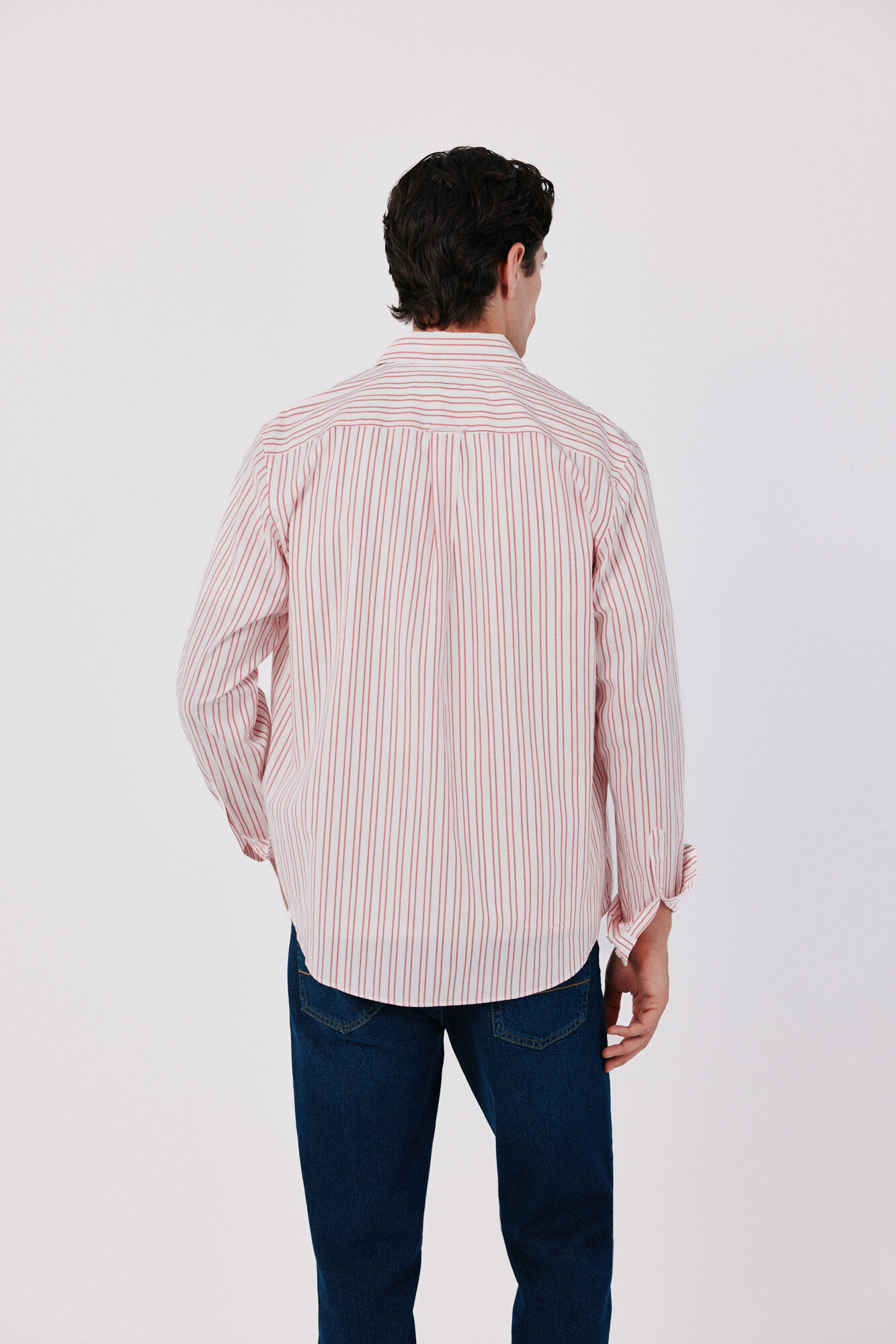 Cortefiel Striped light oxford shirt Red