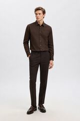 Selected Camisa de vestir slim fit Castanho