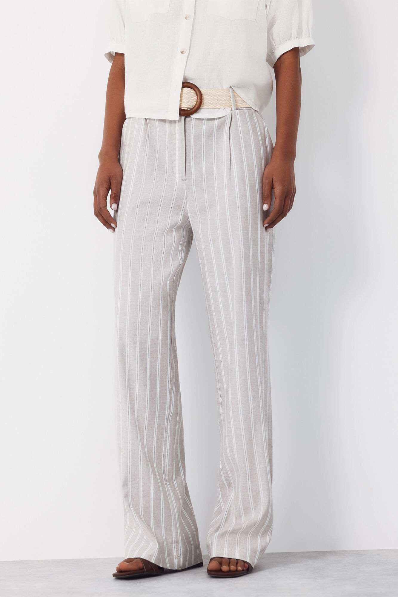 Cortefiel Wide-leg trousers with linen