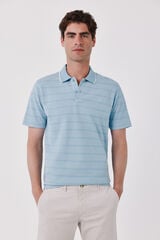 Cortefiel Striped oxford polo shirt Blue