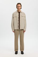 Selected Cotton linen overshirt Beige