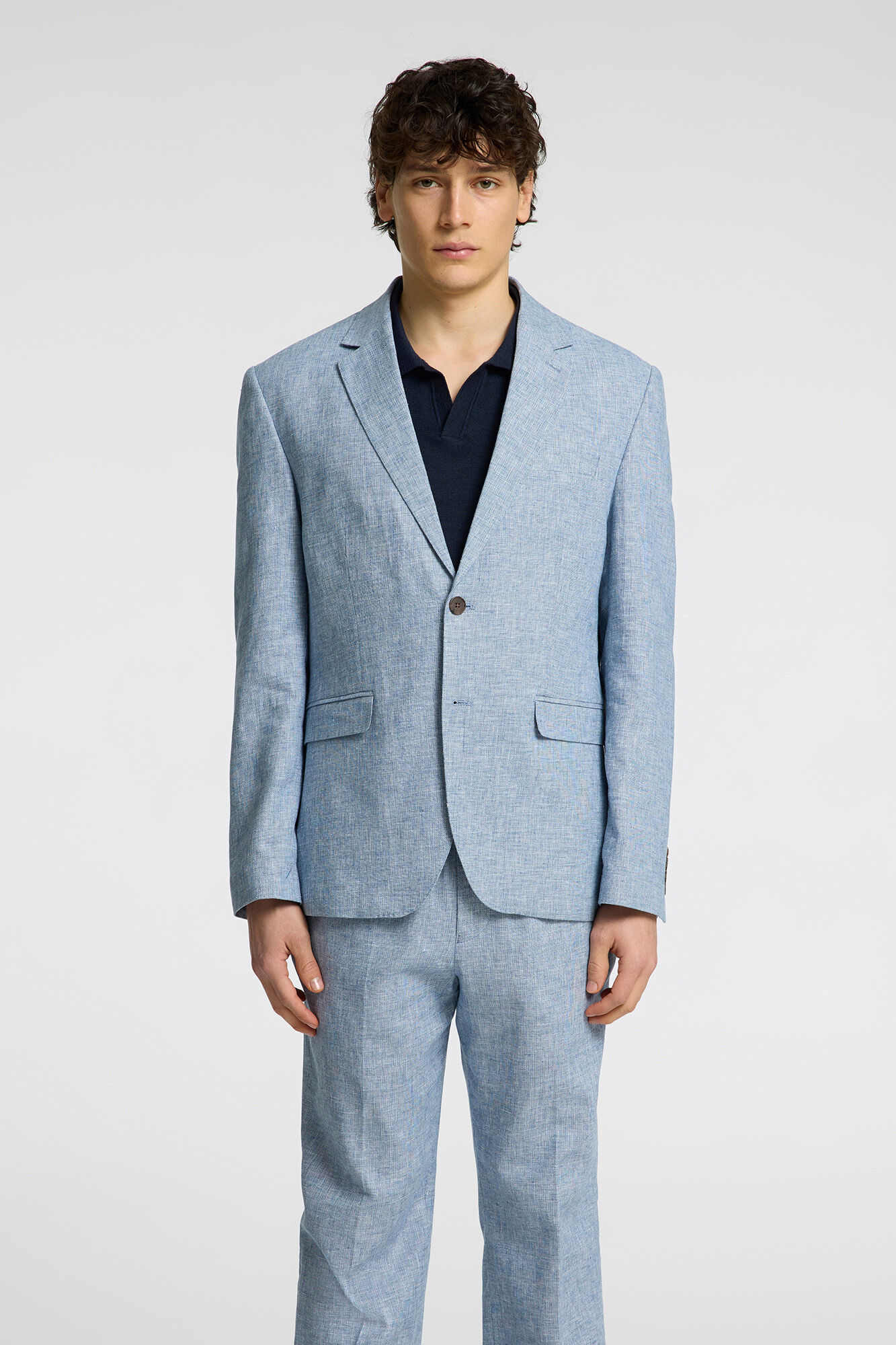 Selected Casaco de linho com aba Azul