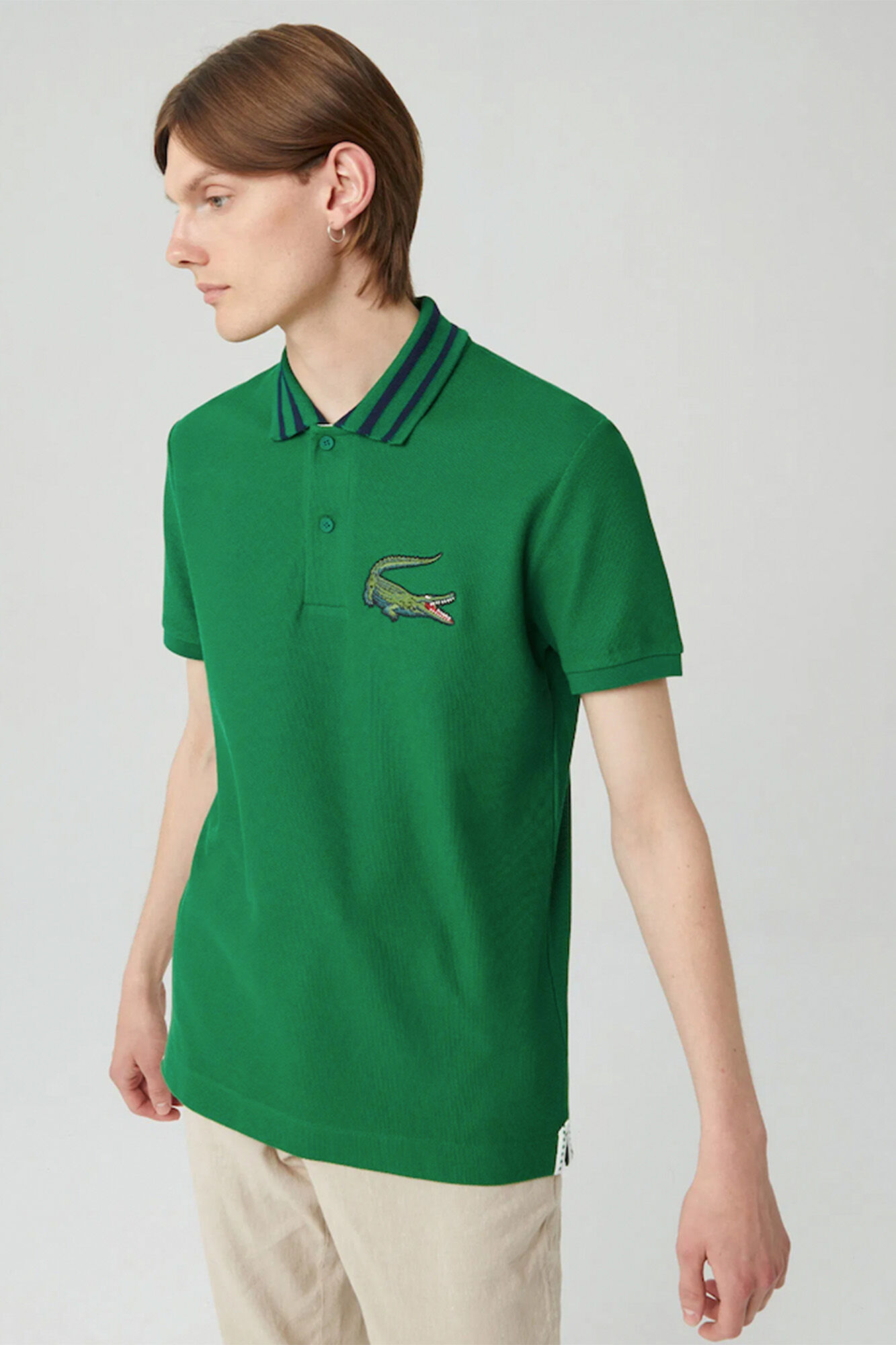Lacoste Polo oversize con estampado de cocodrilo