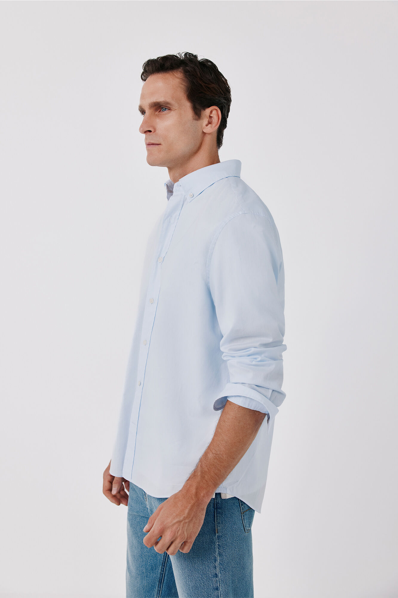 Cortefiel Plain light oxford shirt Blue