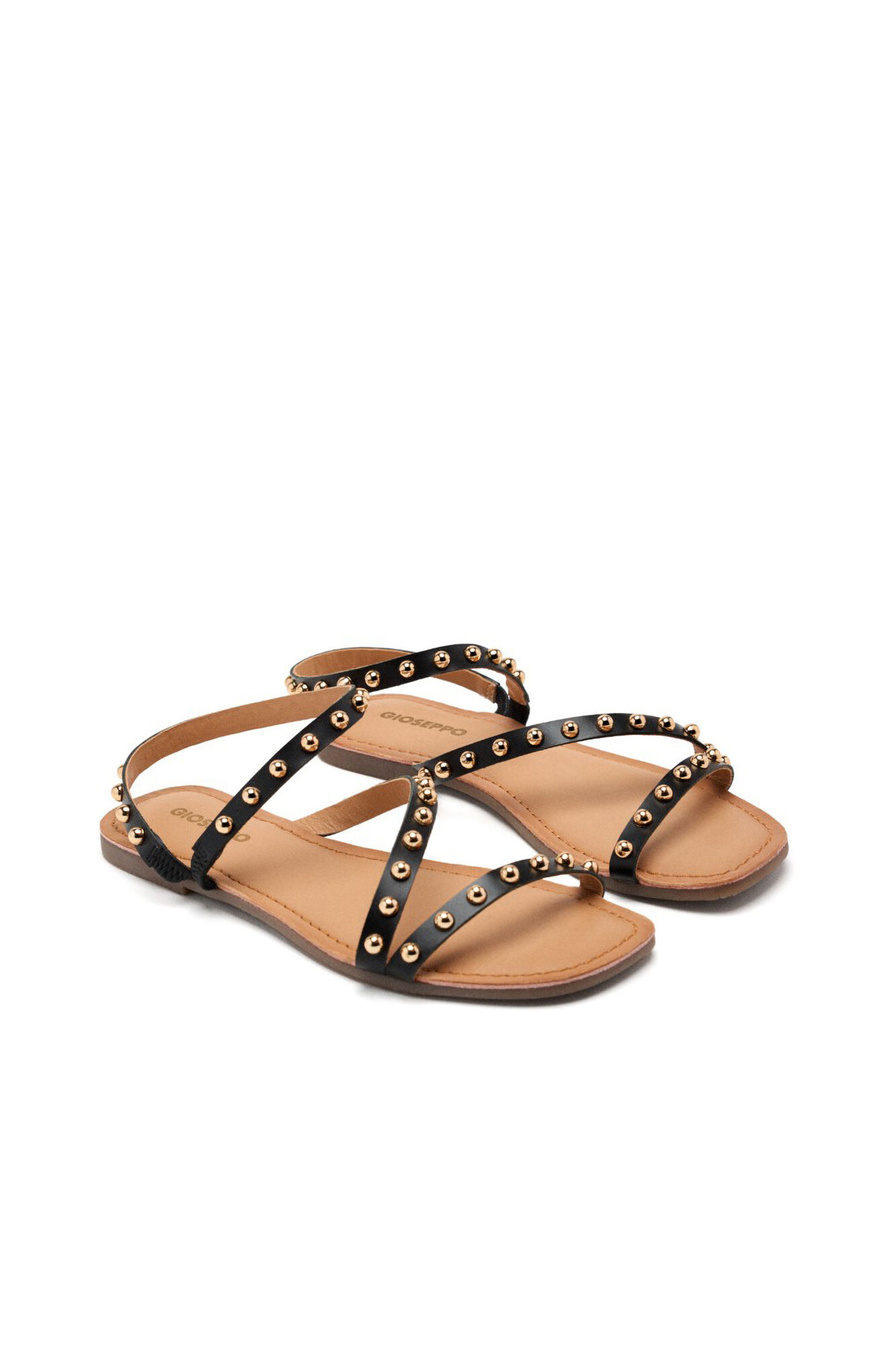 Gioseppo Leather studded Necedah sandals Black