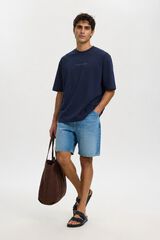 Selected T-shirt de manga curta relaxed Azul