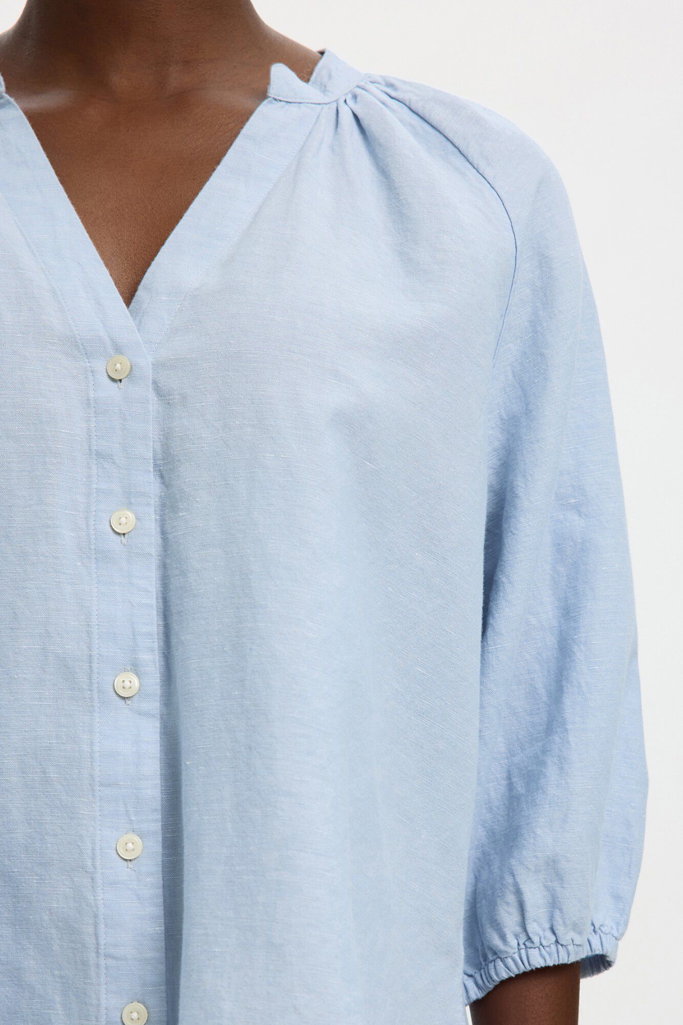 Selected Linen 3/4 sleeve blouse