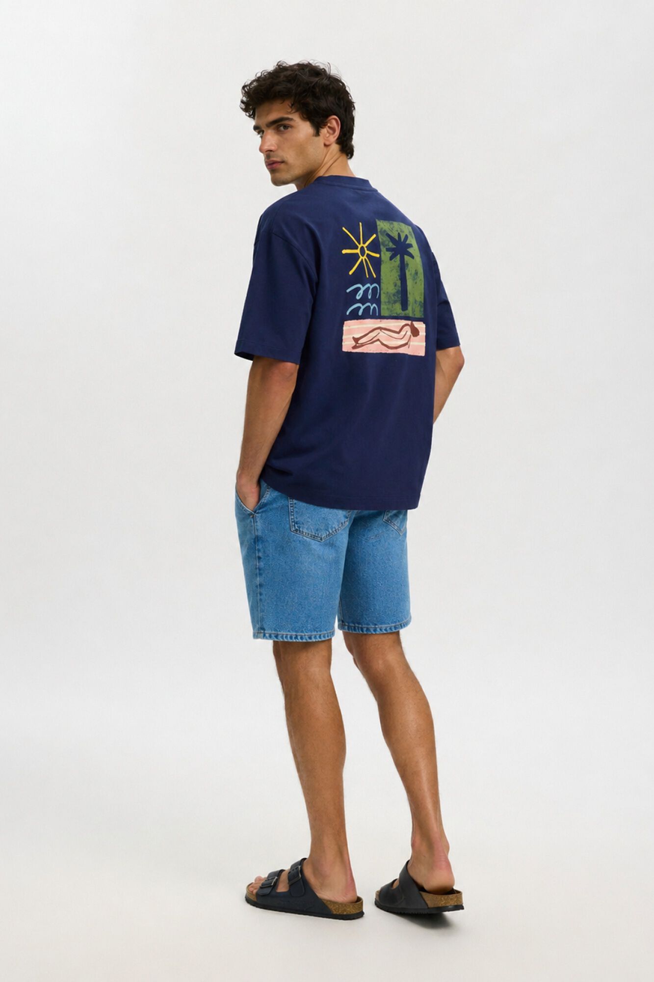 Selected T-shirt de manga curta relaxed Azul