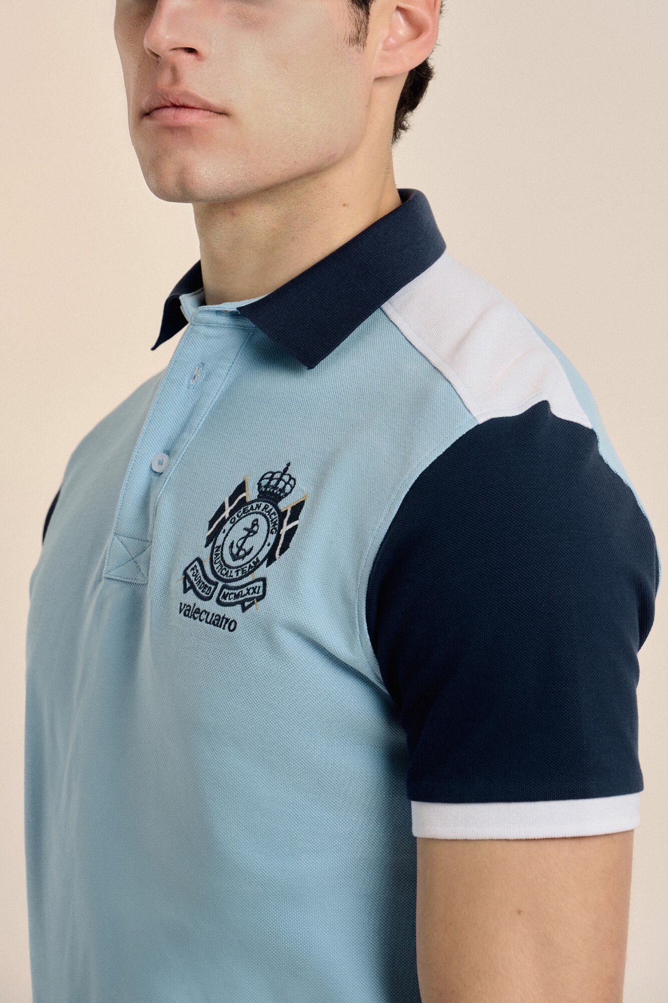Valecuatro Polo tricolor Valecautro Azul