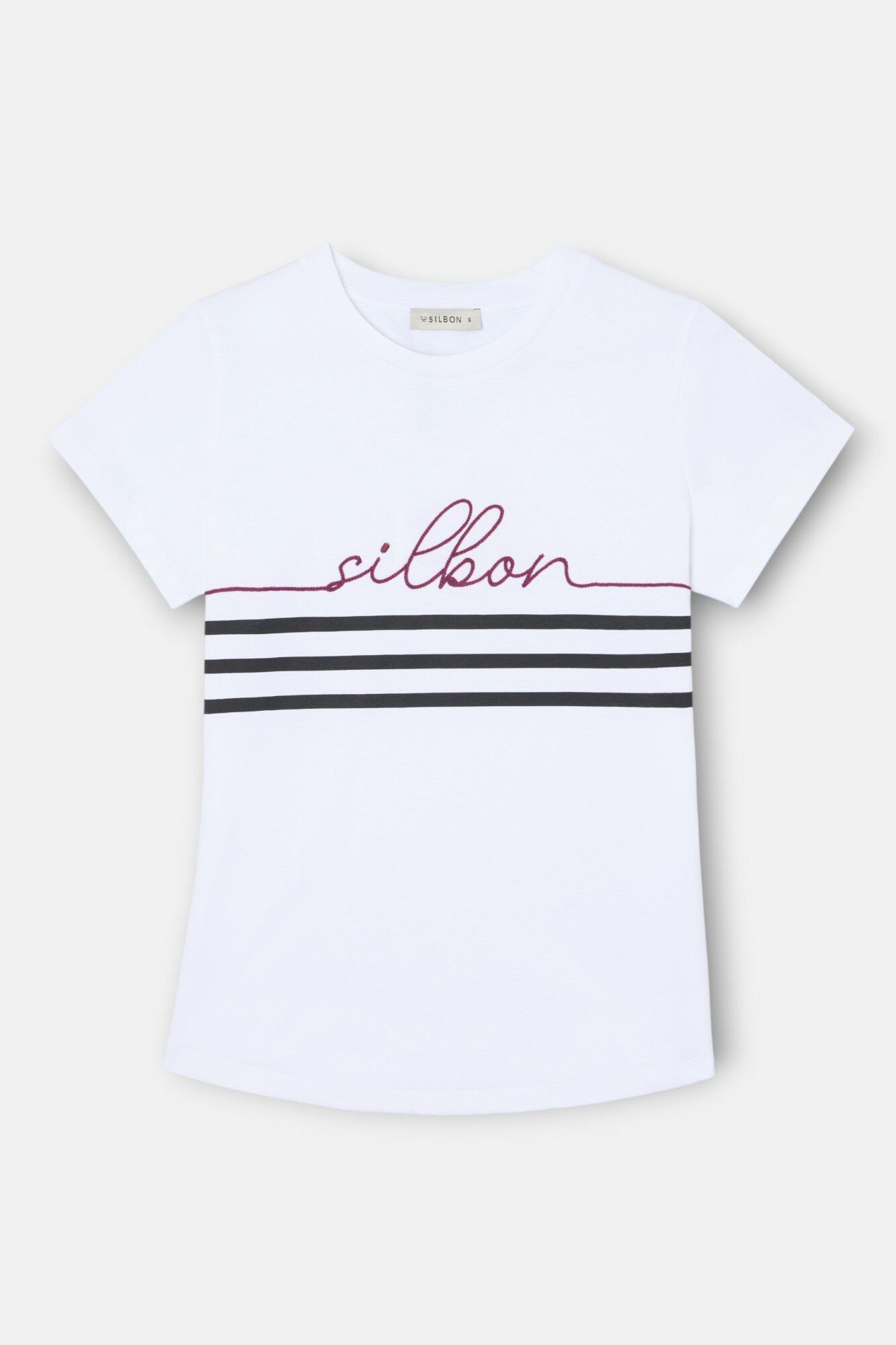 Silbon T-shirt Silbon de mulher com cord&atilde;o Branco
