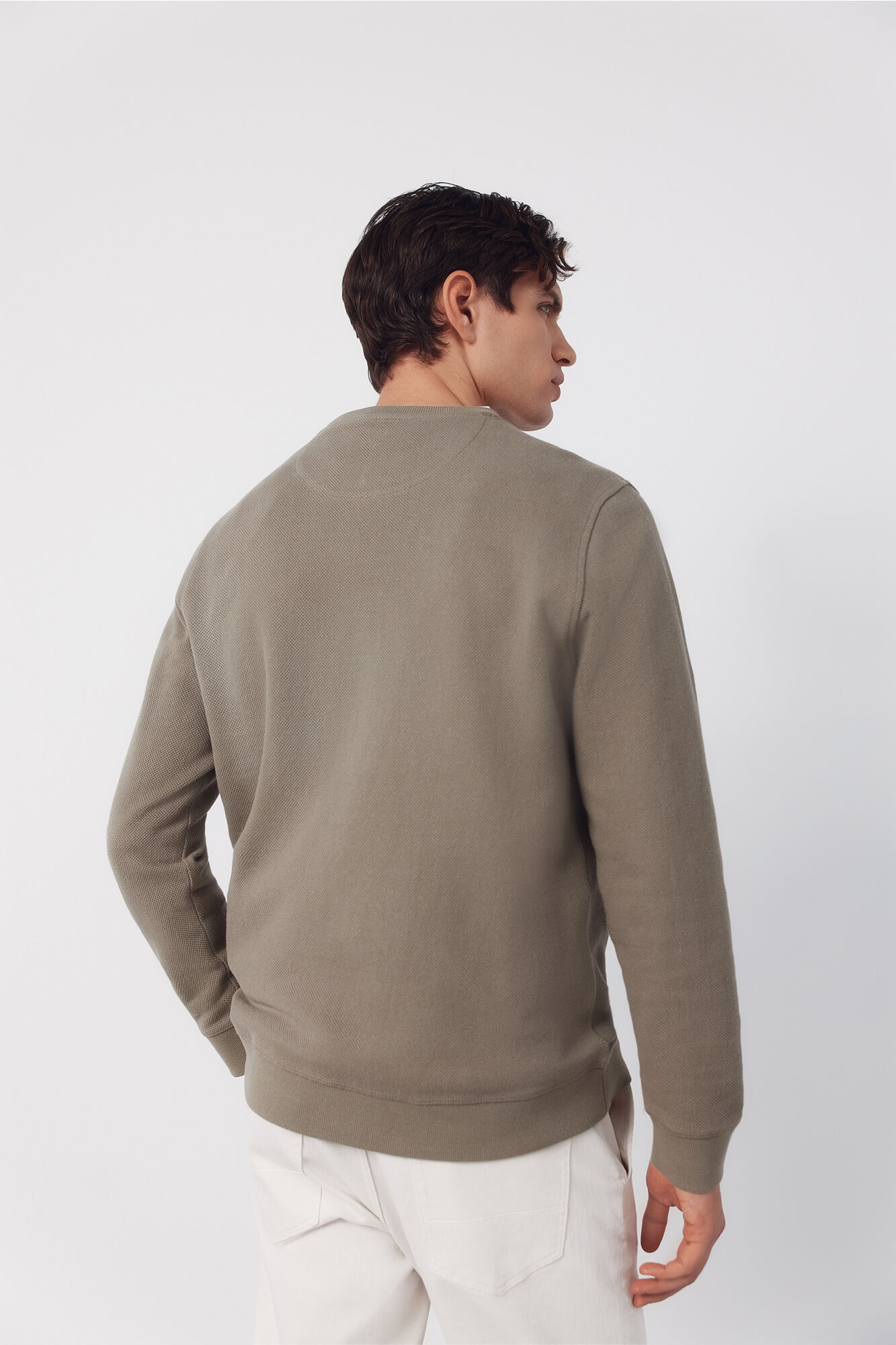 Cortefiel Sweatshirt estruturada com gola caixa Verde