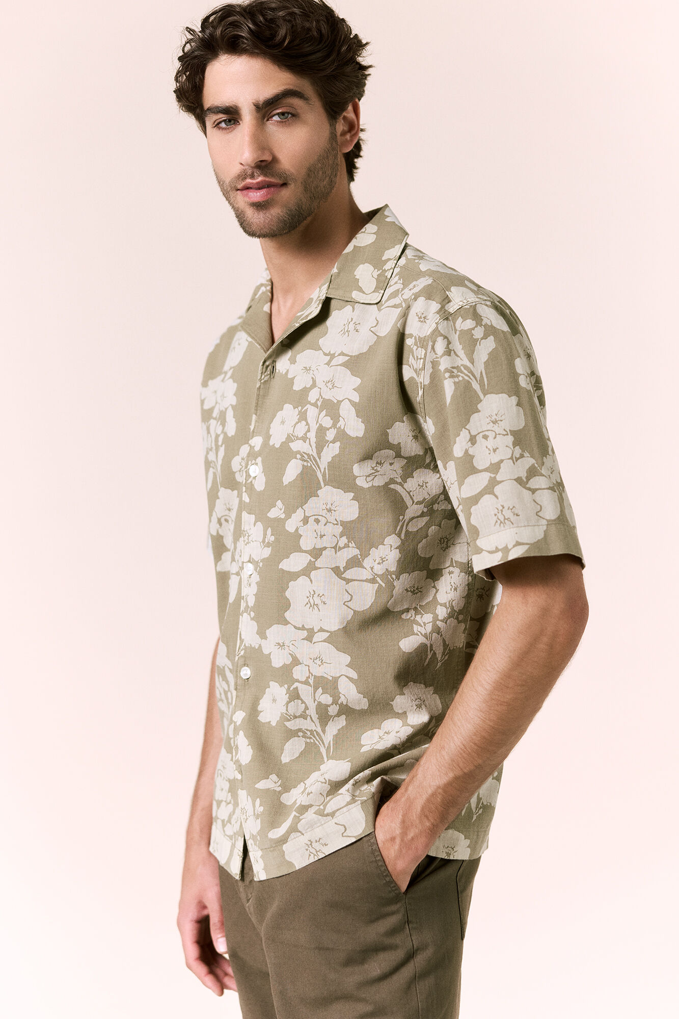 OOTO Camisa estampada em algod&atilde;o de manga curta Verde