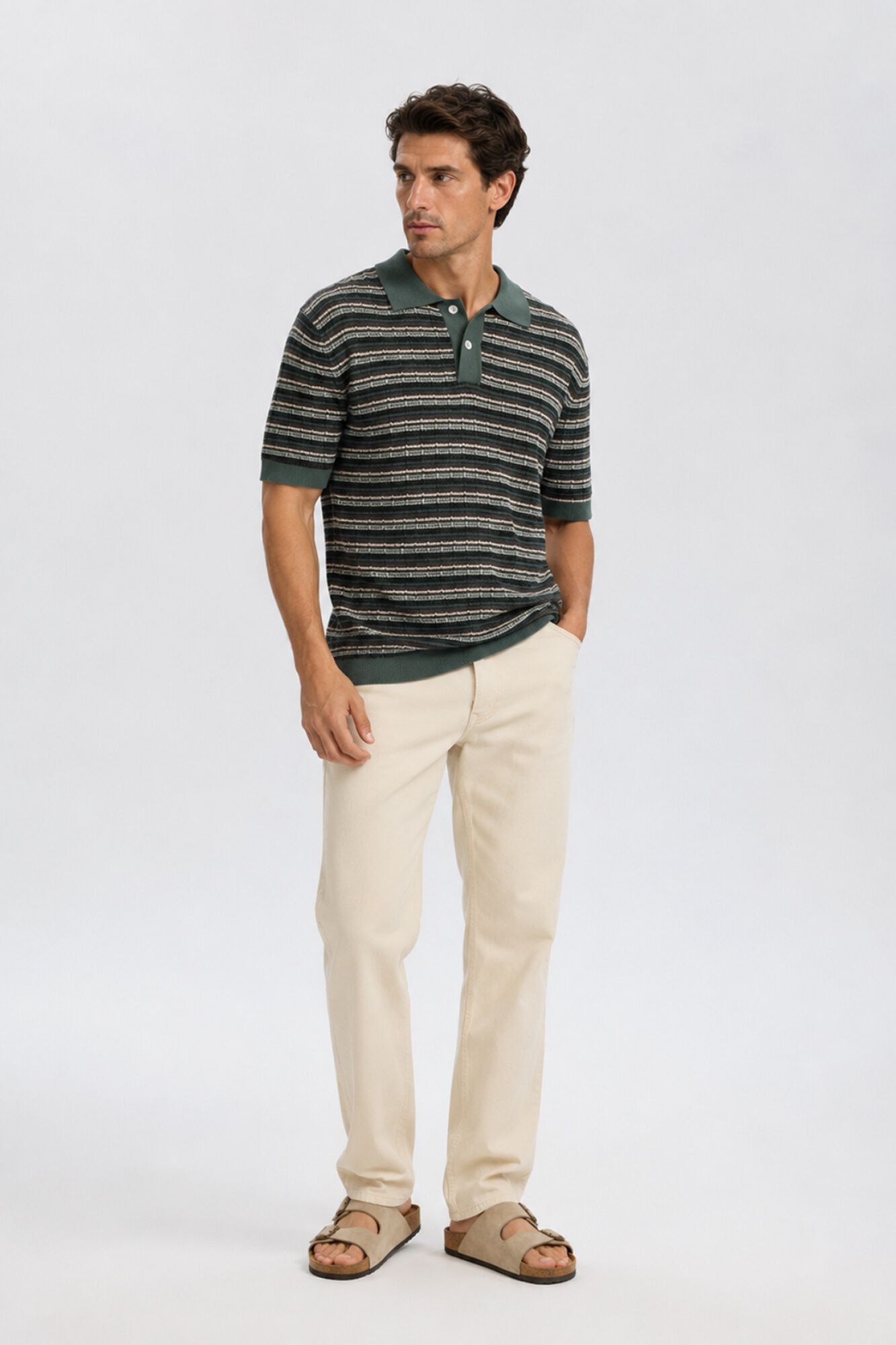 Selected Polo de punto rayas