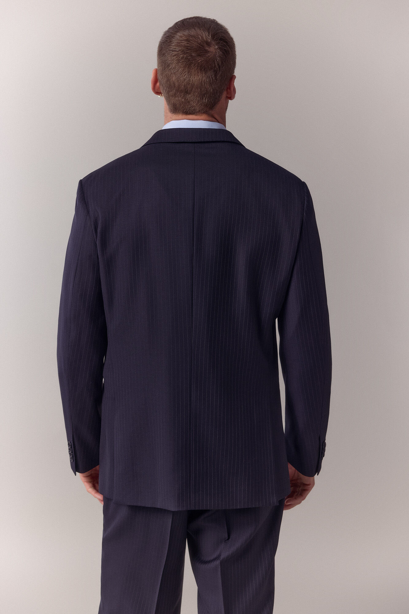 OOTO Blazer de fato com risca de giz Azul
