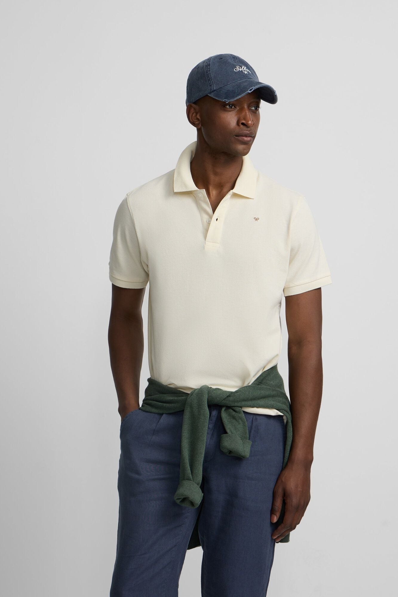 Silbon Classic plain polo shirt Ivory