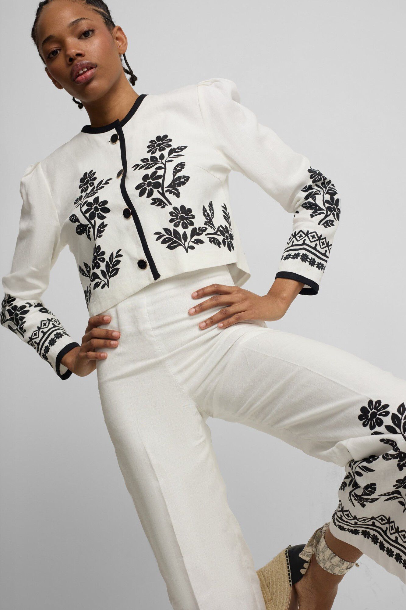 Silbon Floral print trousers Printed white