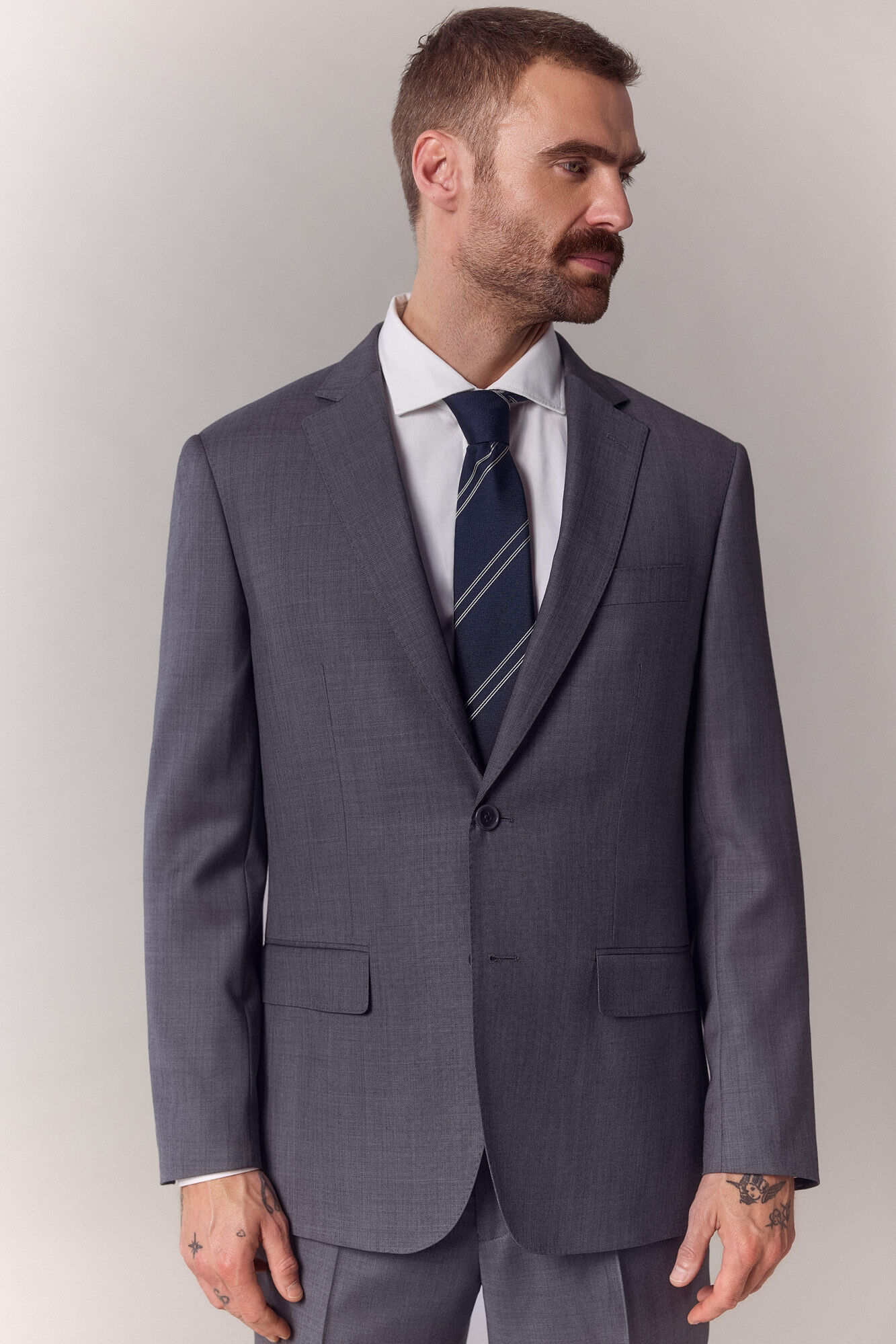 OOTO Blazer de fato de sarja Cinzento