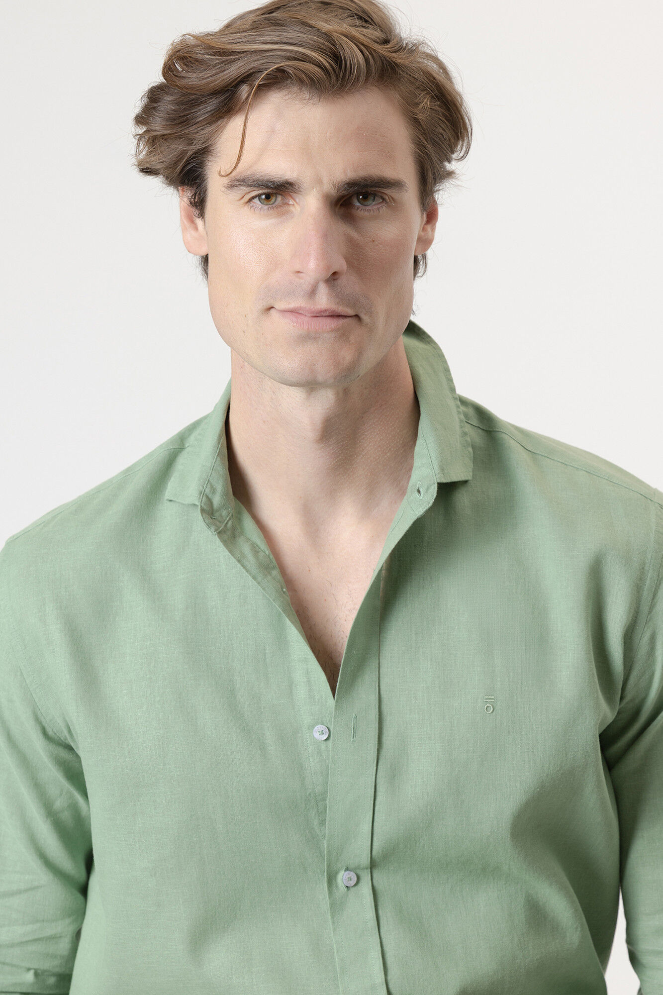 PuroEGO Porcelain linen shirt Green